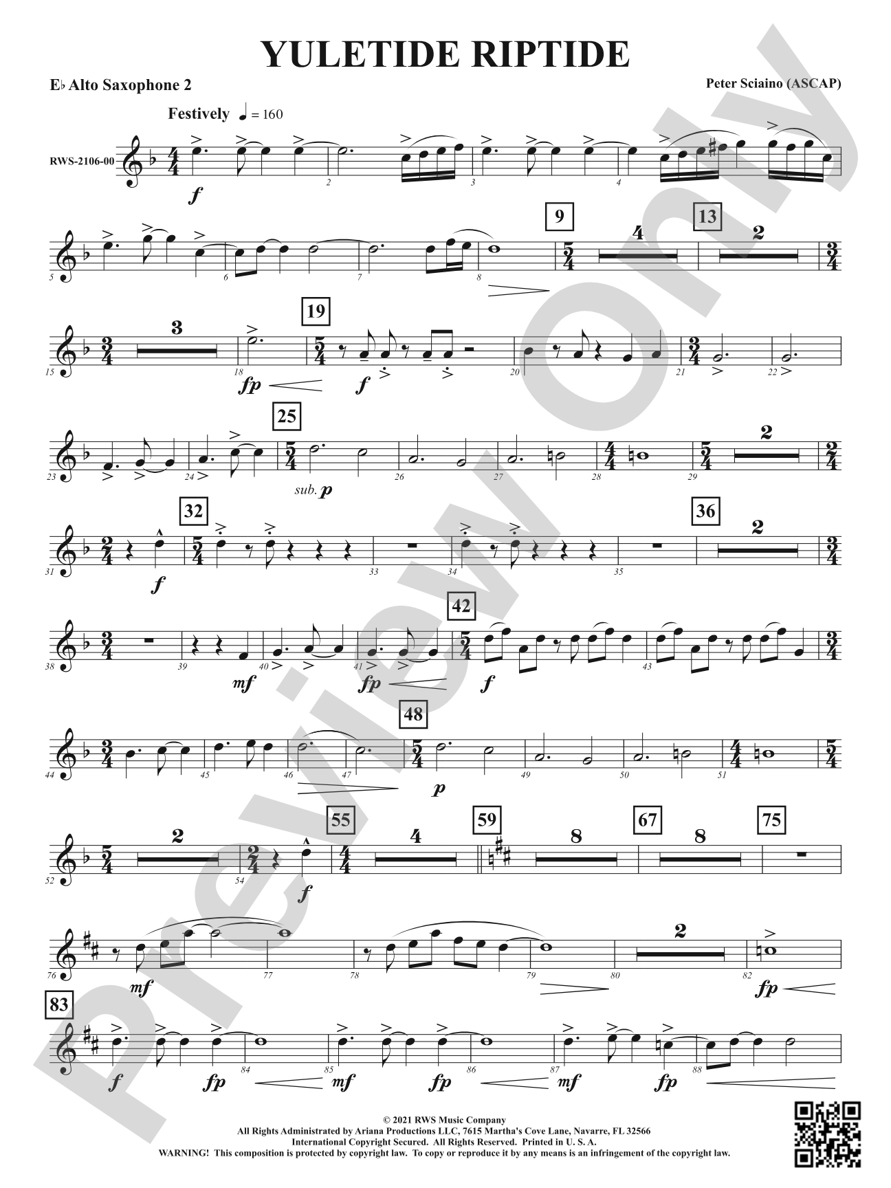 Yuletide Riptide: 2nd E-flat Alto Saxophone