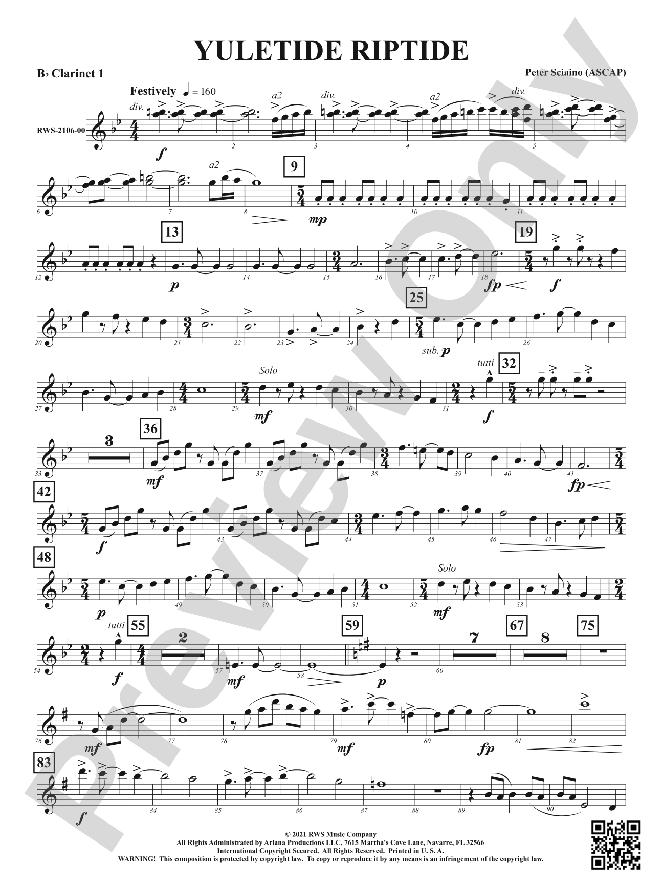 Yuletide Riptide: 1st B-flat Clarinet