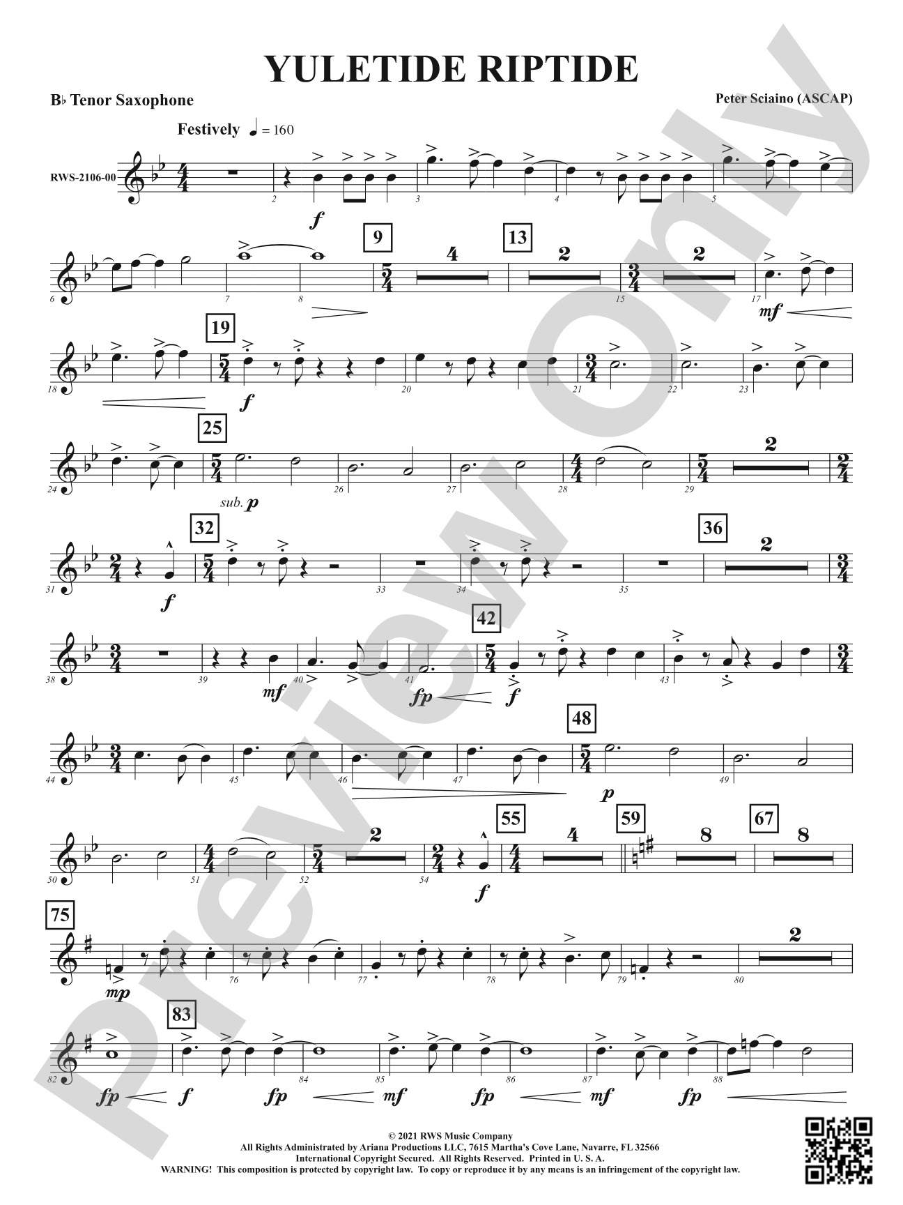 Yuletide Riptide: B-flat Tenor Saxophone