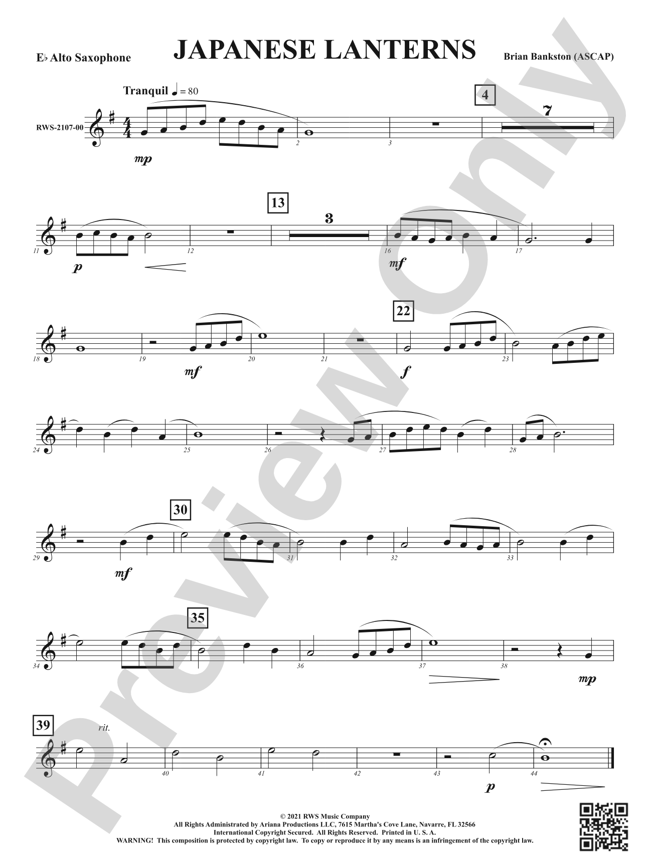 Japanese Lanterns: 1st E-flat Alto Saxophone