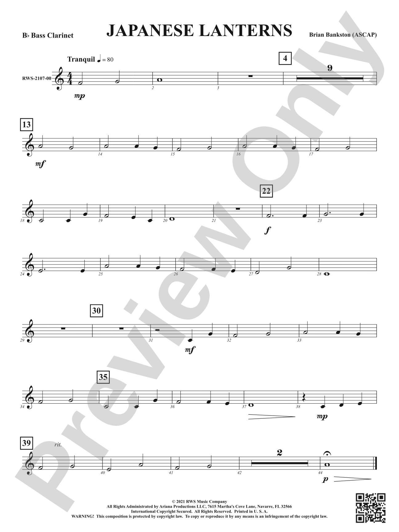 Japanese Lanterns: B-flat Bass Clarinet