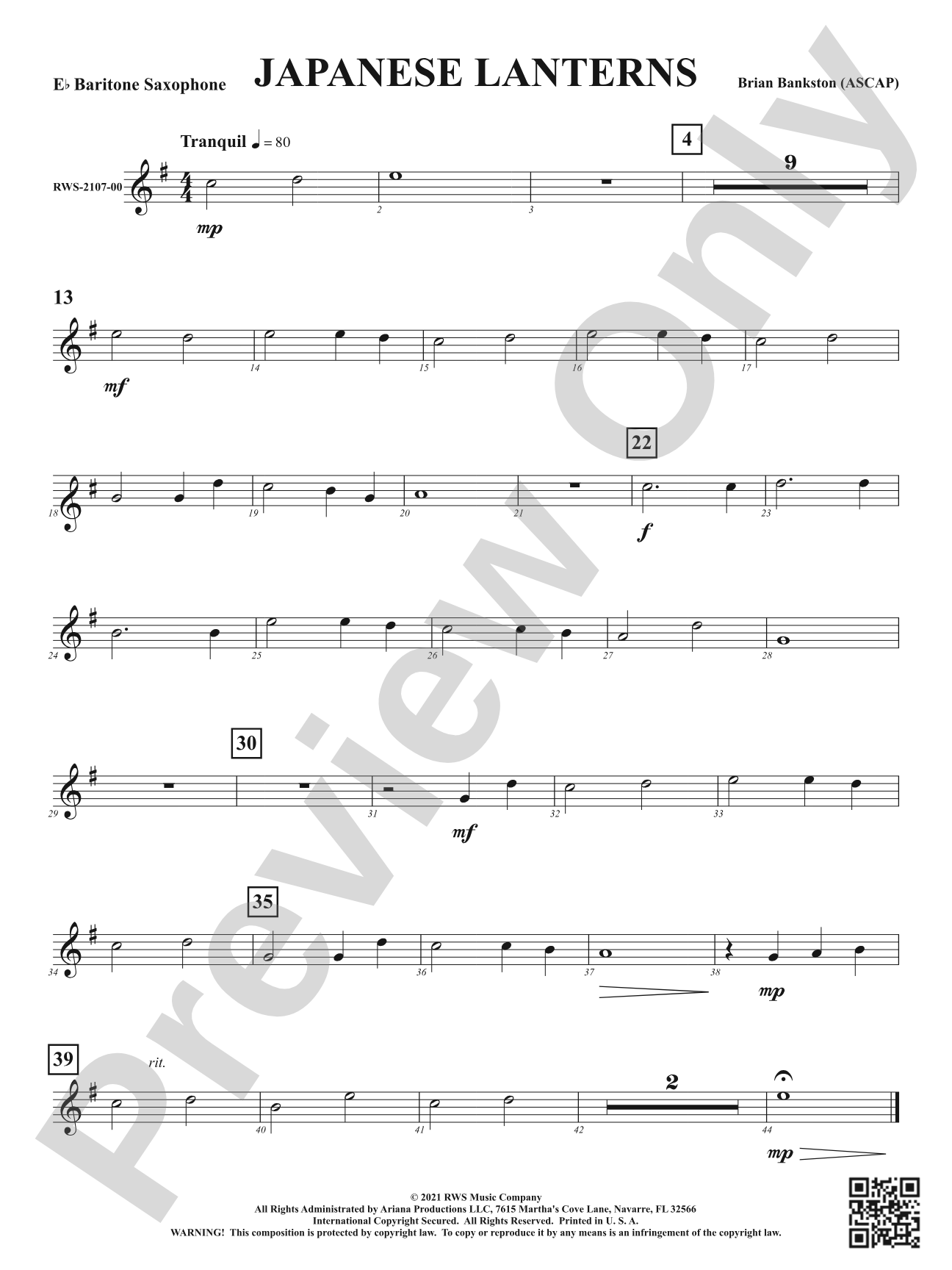 Japanese Lanterns: E-flat Baritone Saxophone