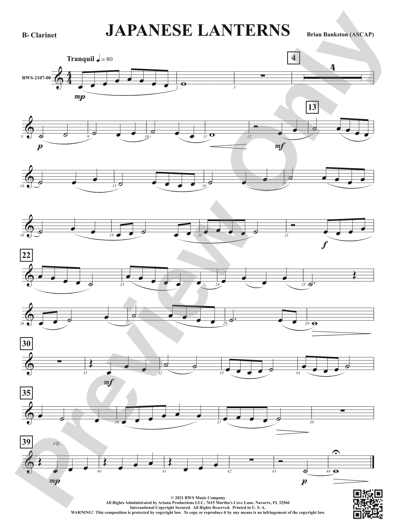 Japanese Lanterns: 1st B-flat Clarinet