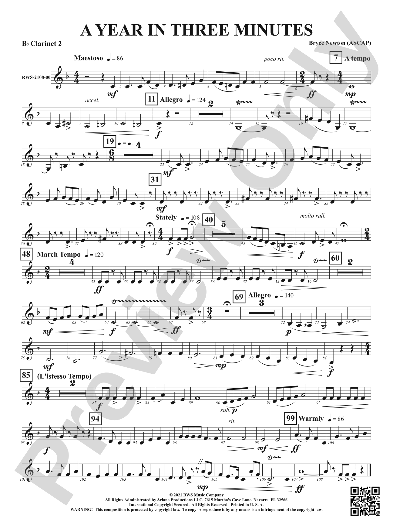 A Year in Three Minutes: 2nd B-flat Clarinet