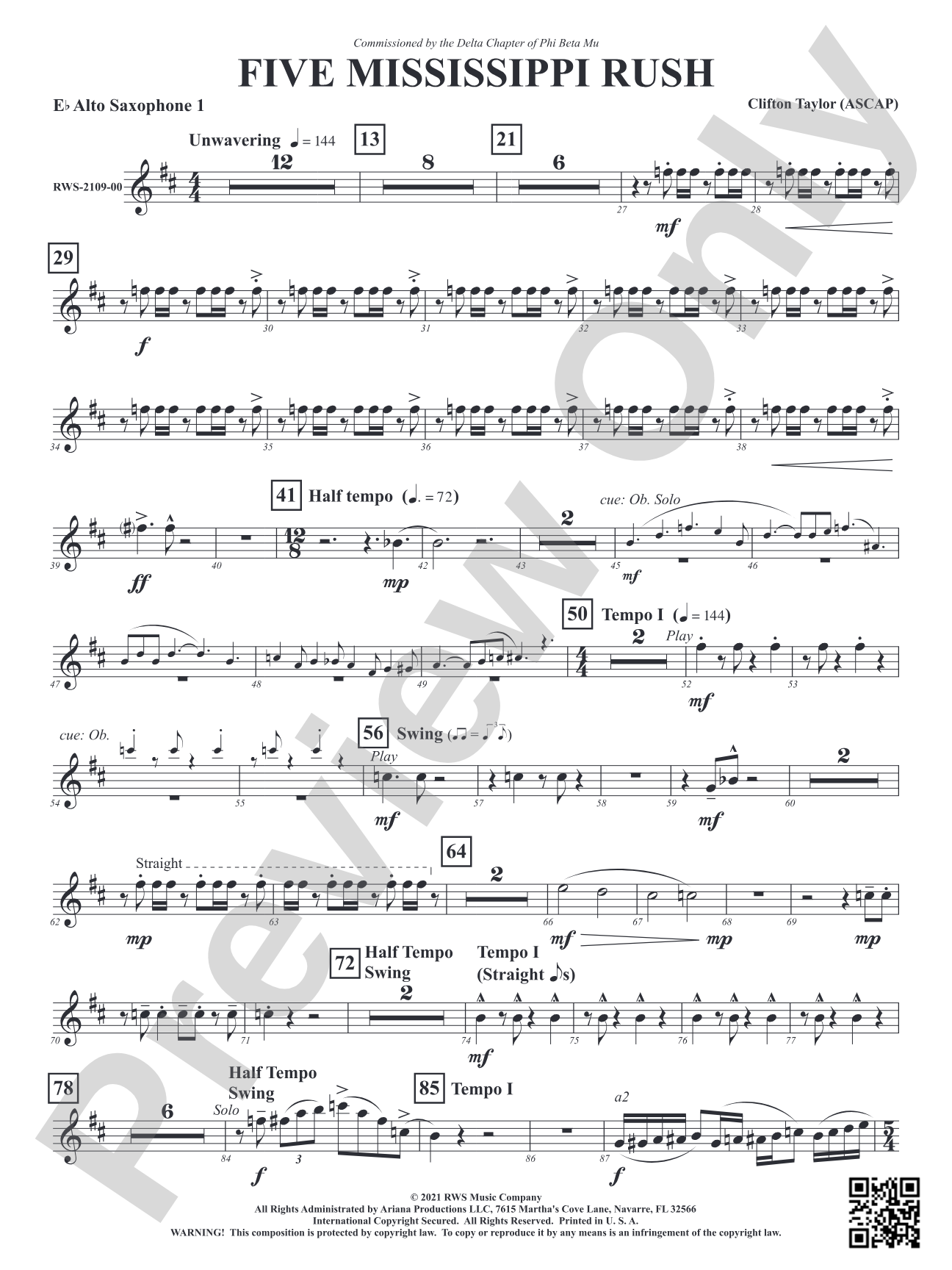 Five Mississippi Rush: 1st E-flat Alto Saxophone