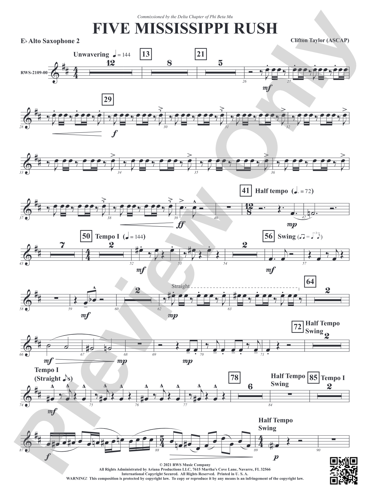Five Mississippi Rush: 2nd E-flat Alto Saxophone