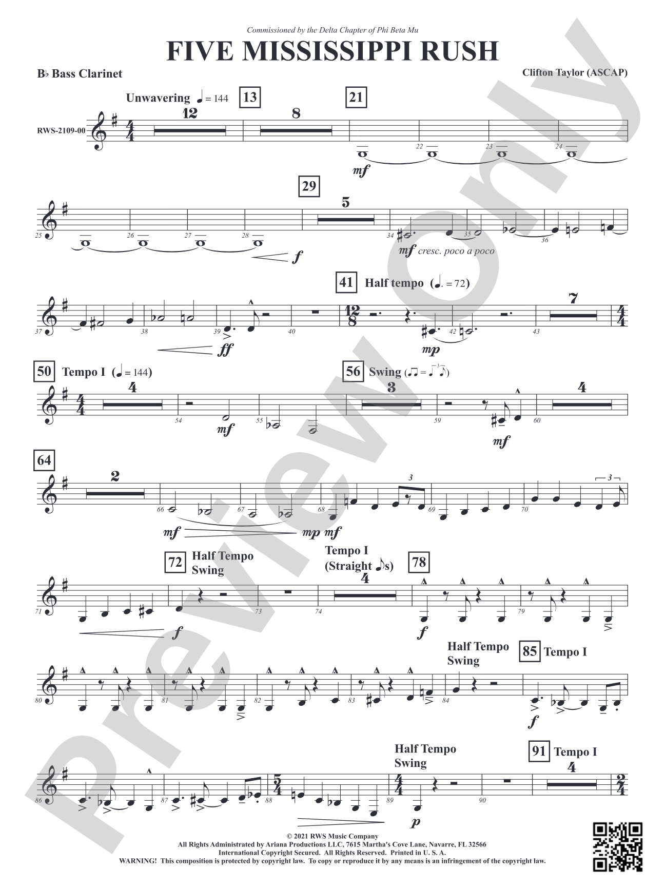 Five Mississippi Rush: B-flat Bass Clarinet