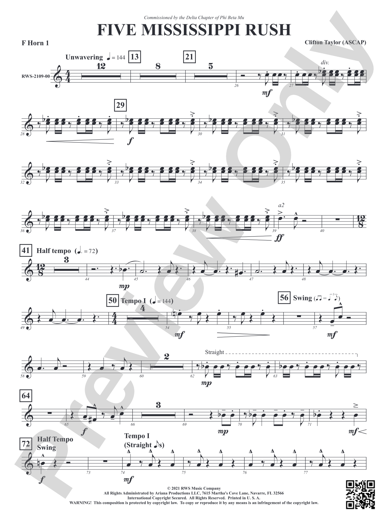 Five Mississippi Rush: 1st F Horn