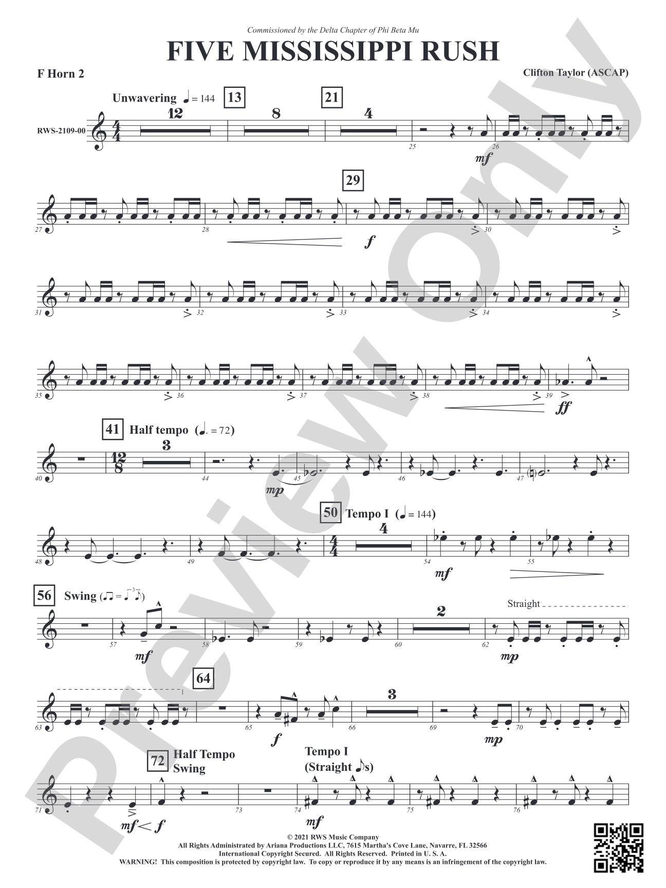 Five Mississippi Rush: 2nd F Horn