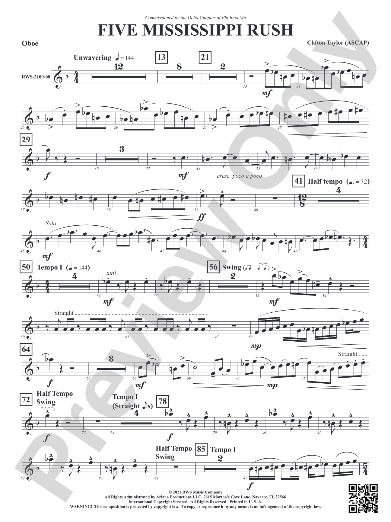 Five Mississippi Rush: Oboe