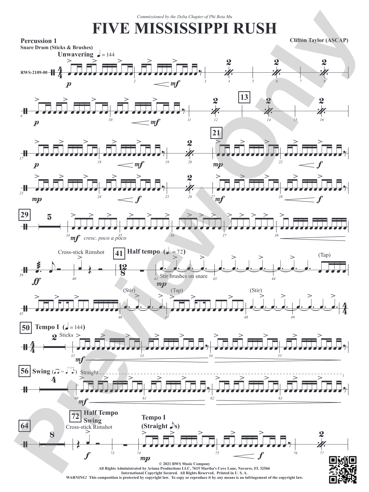 Five Mississippi Rush: 1st Percussion