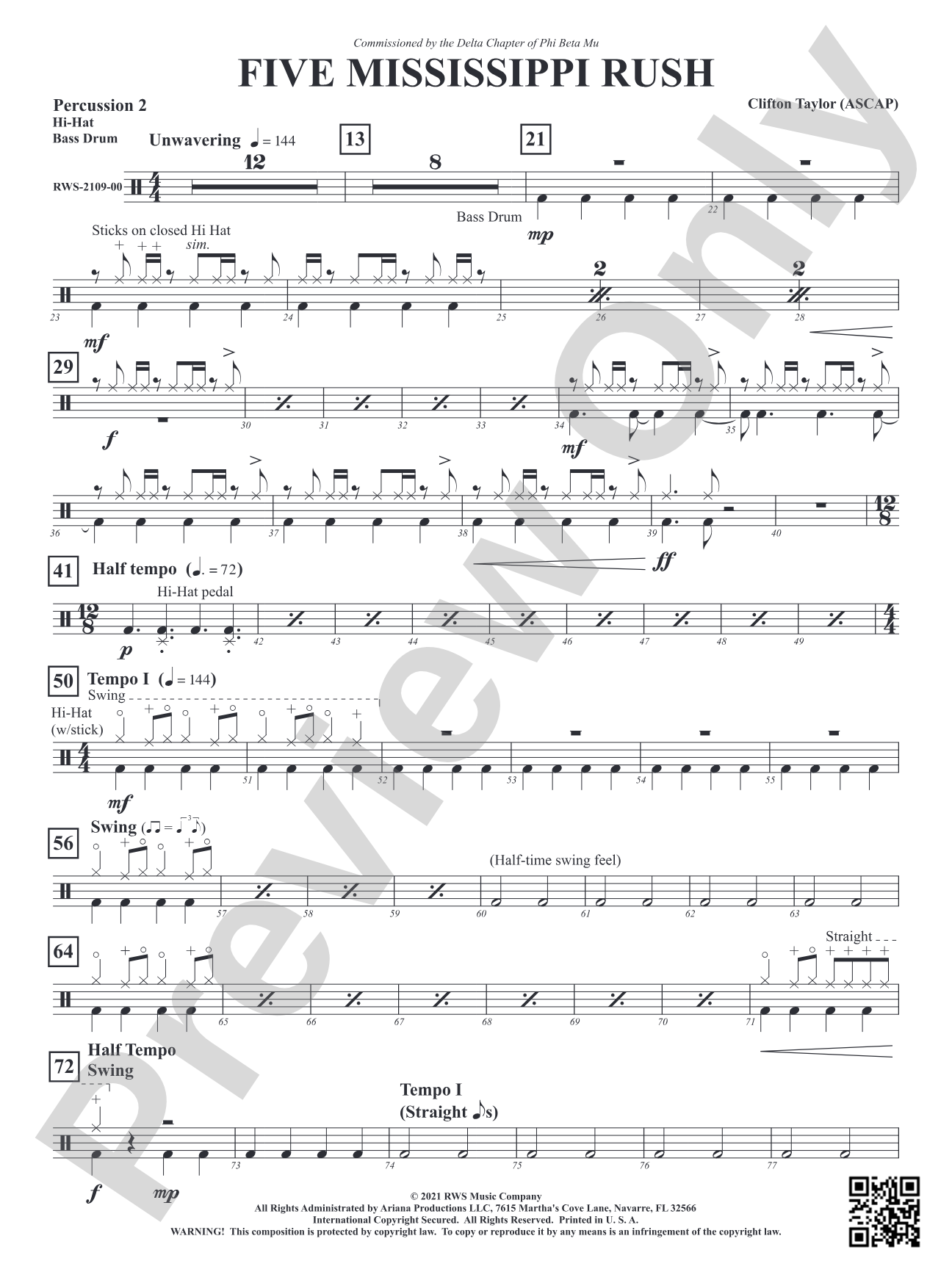 Five Mississippi Rush: 2nd Percussion