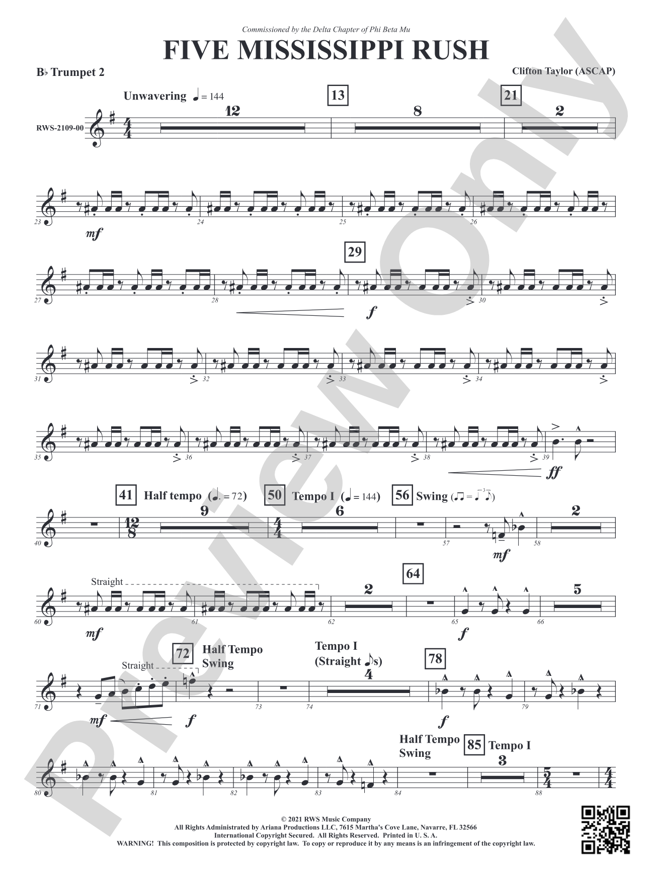 Five Mississippi Rush: 2nd B-flat Trumpet
