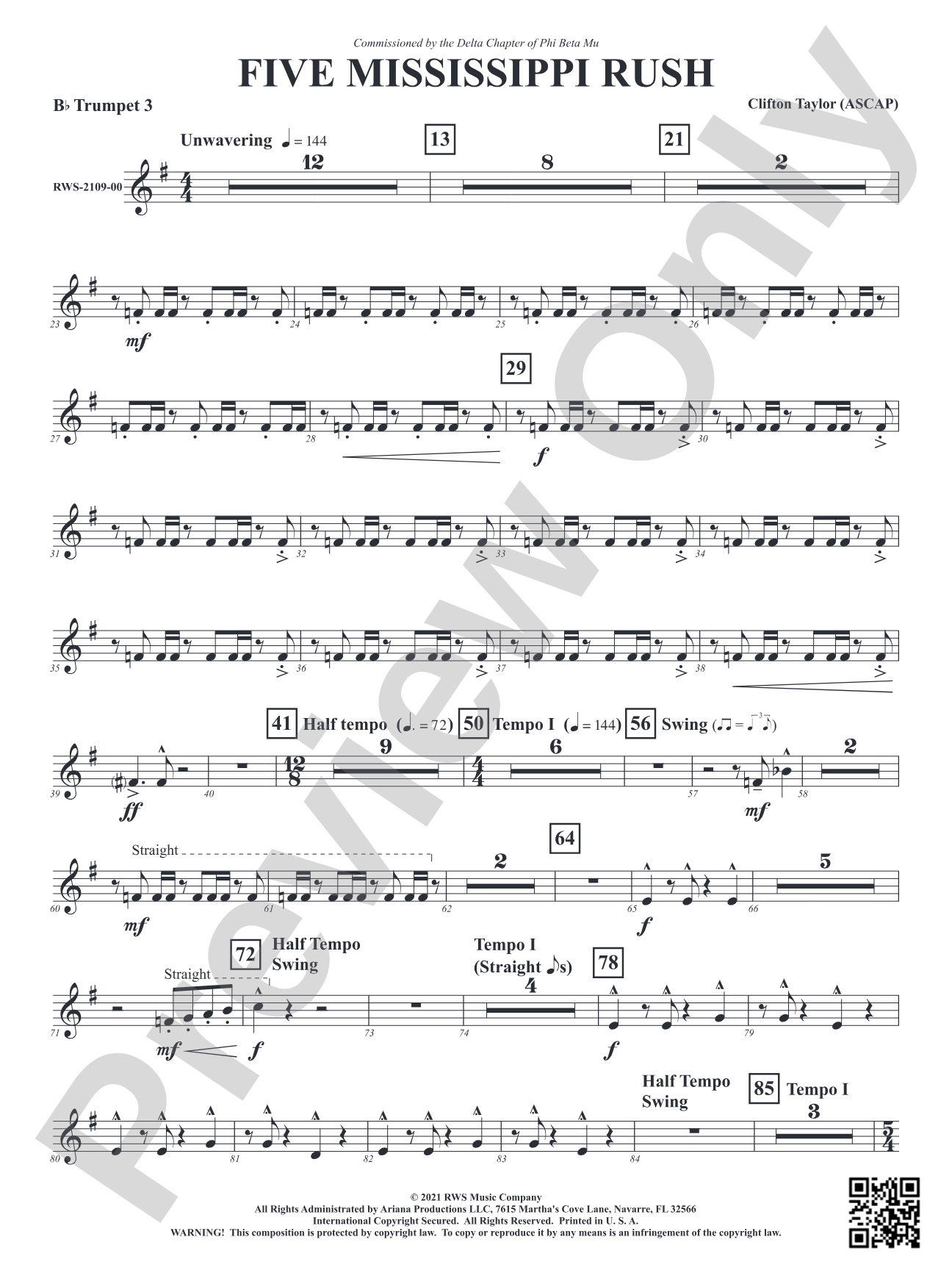 Five Mississippi Rush: 3rd B-flat Trumpet