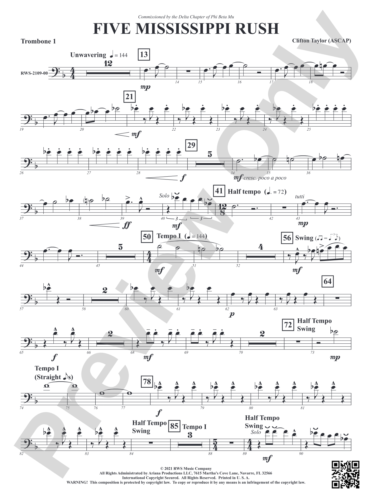 Five Mississippi Rush: 1st Trombone