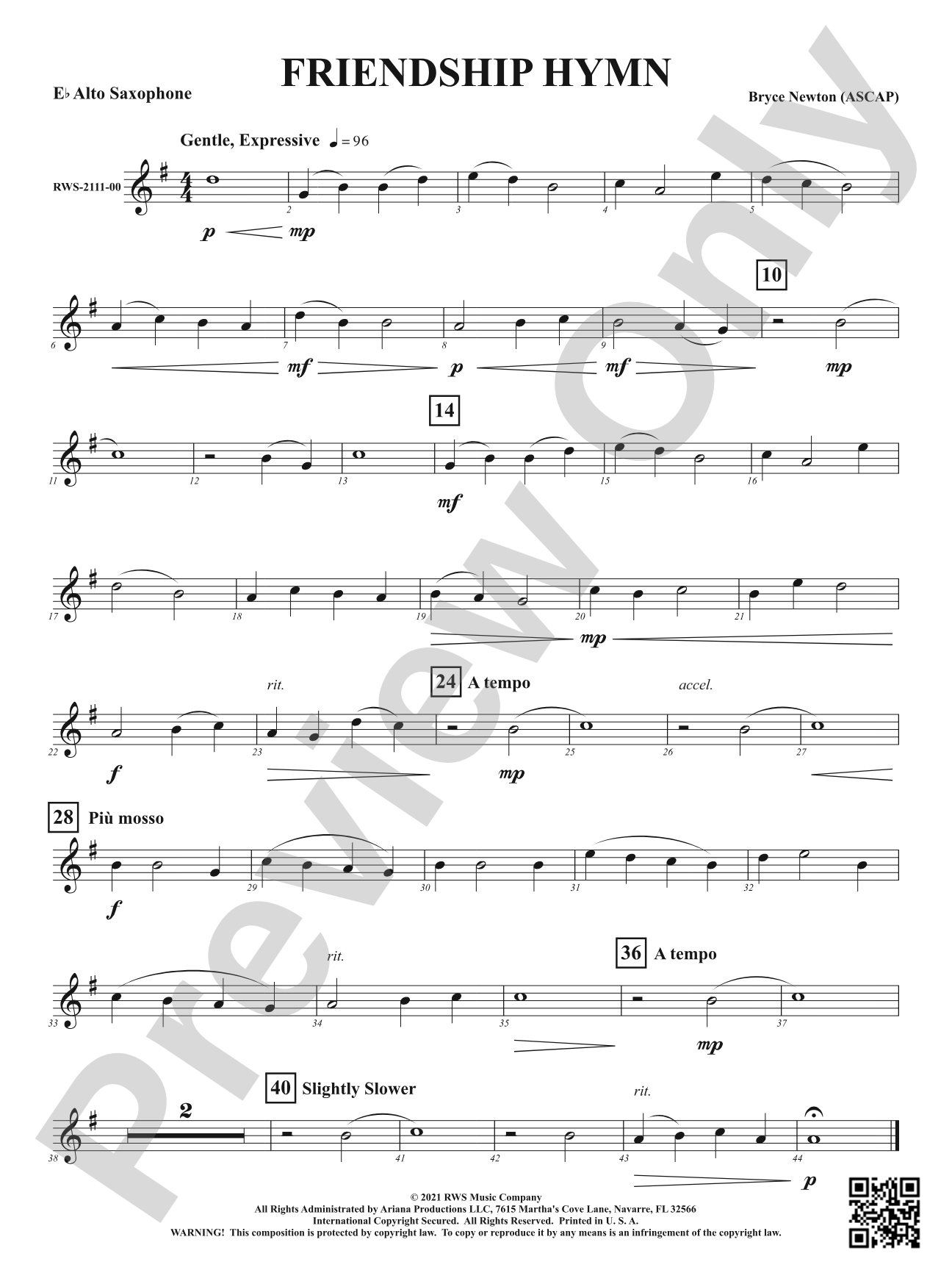 Friendship Hymn: 1st E-flat Alto Saxophone