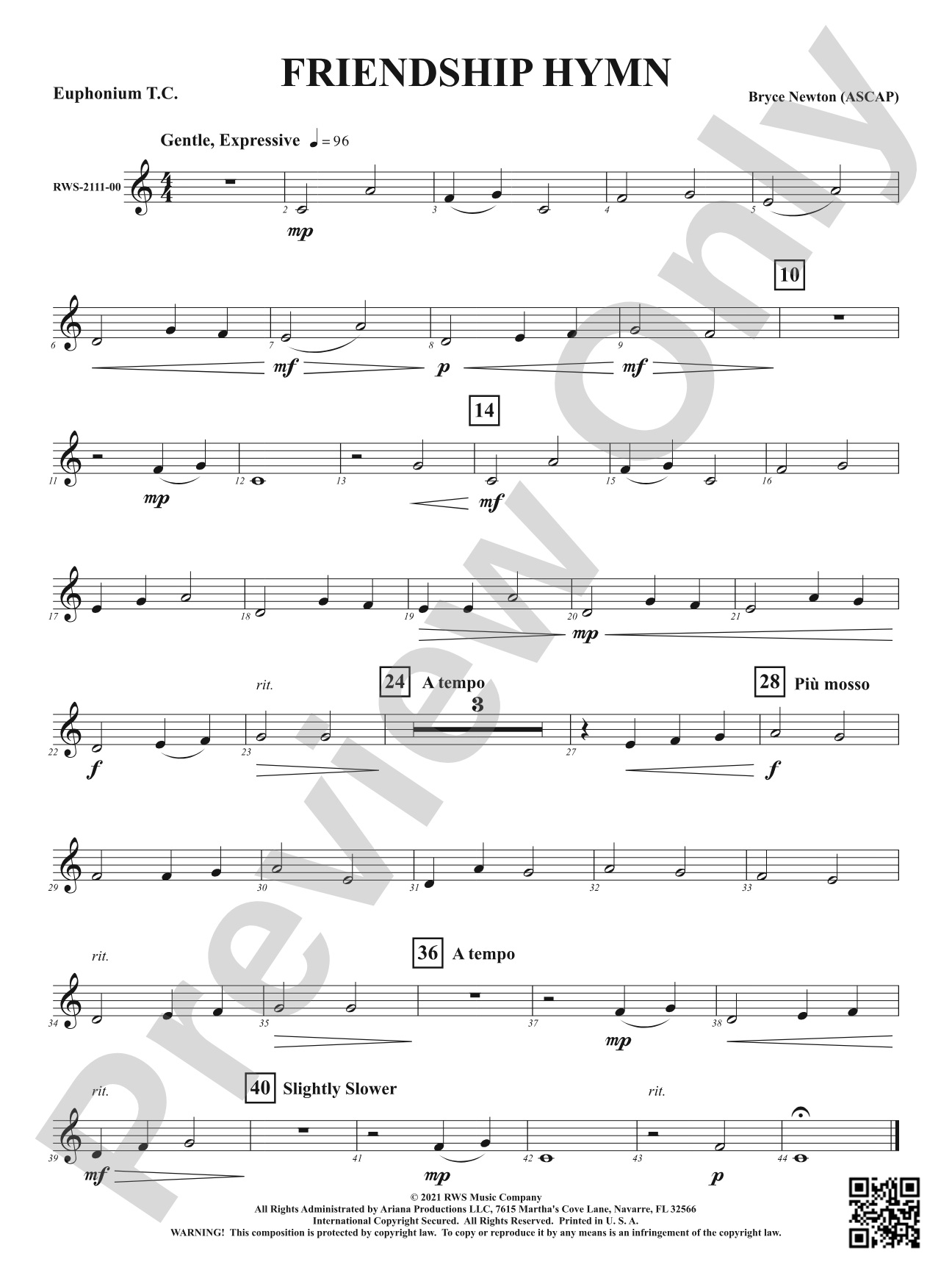 Friendship Hymn: Baritone T.C.
