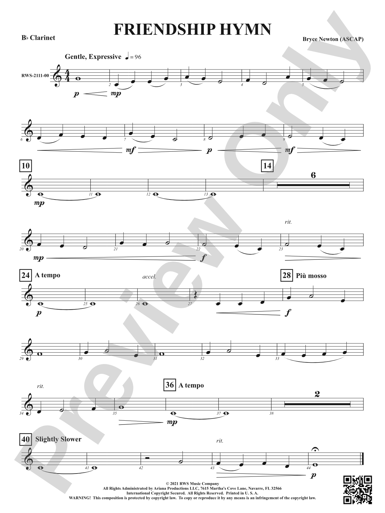 Friendship Hymn: 1st B-flat Clarinet