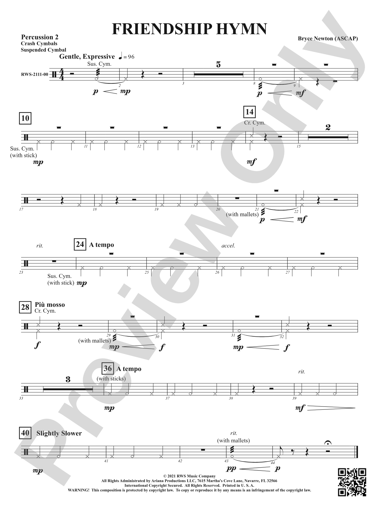 Friendship Hymn: 2nd Percussion
