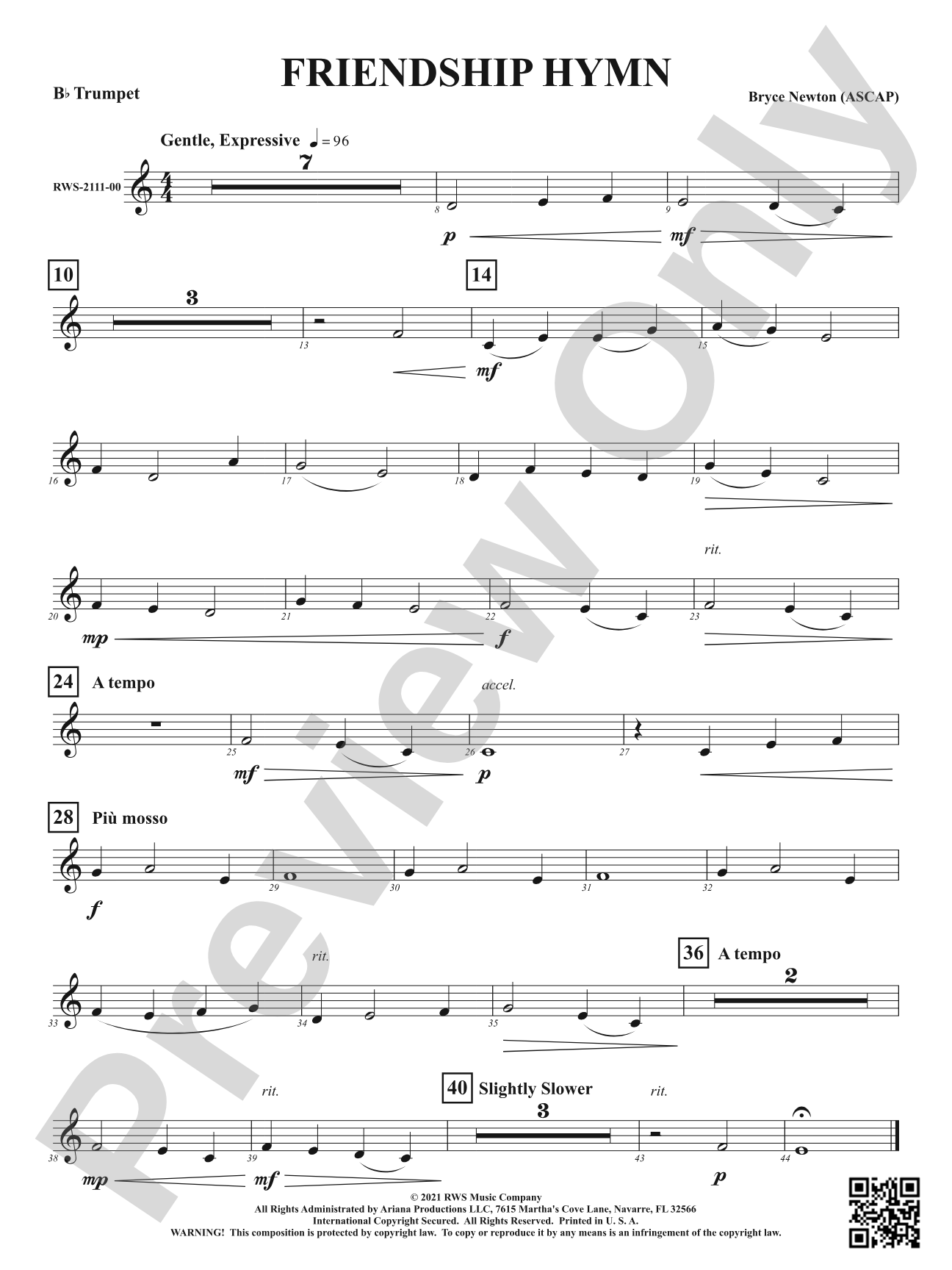 Friendship Hymn: 1st B-flat Trumpet