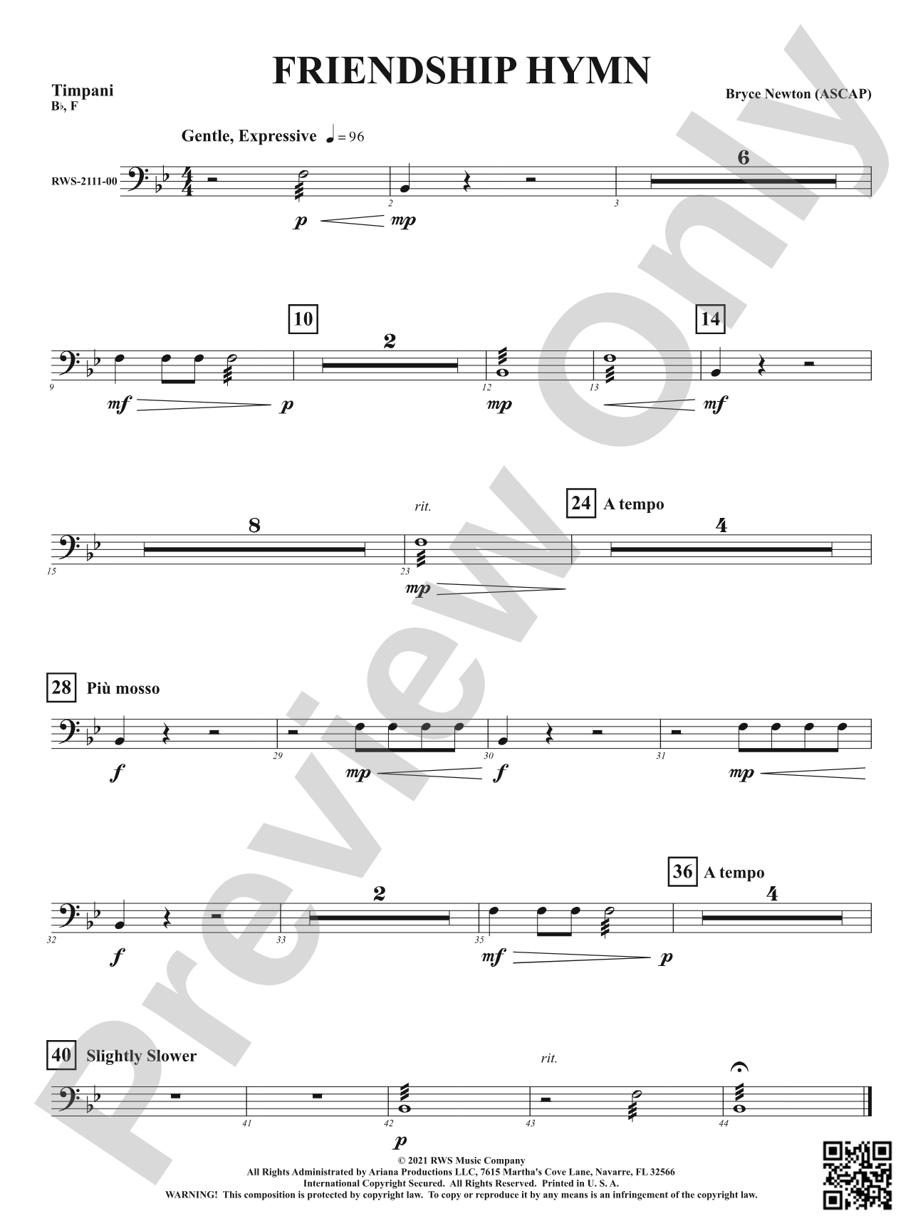 Friendship Hymn: Timpani