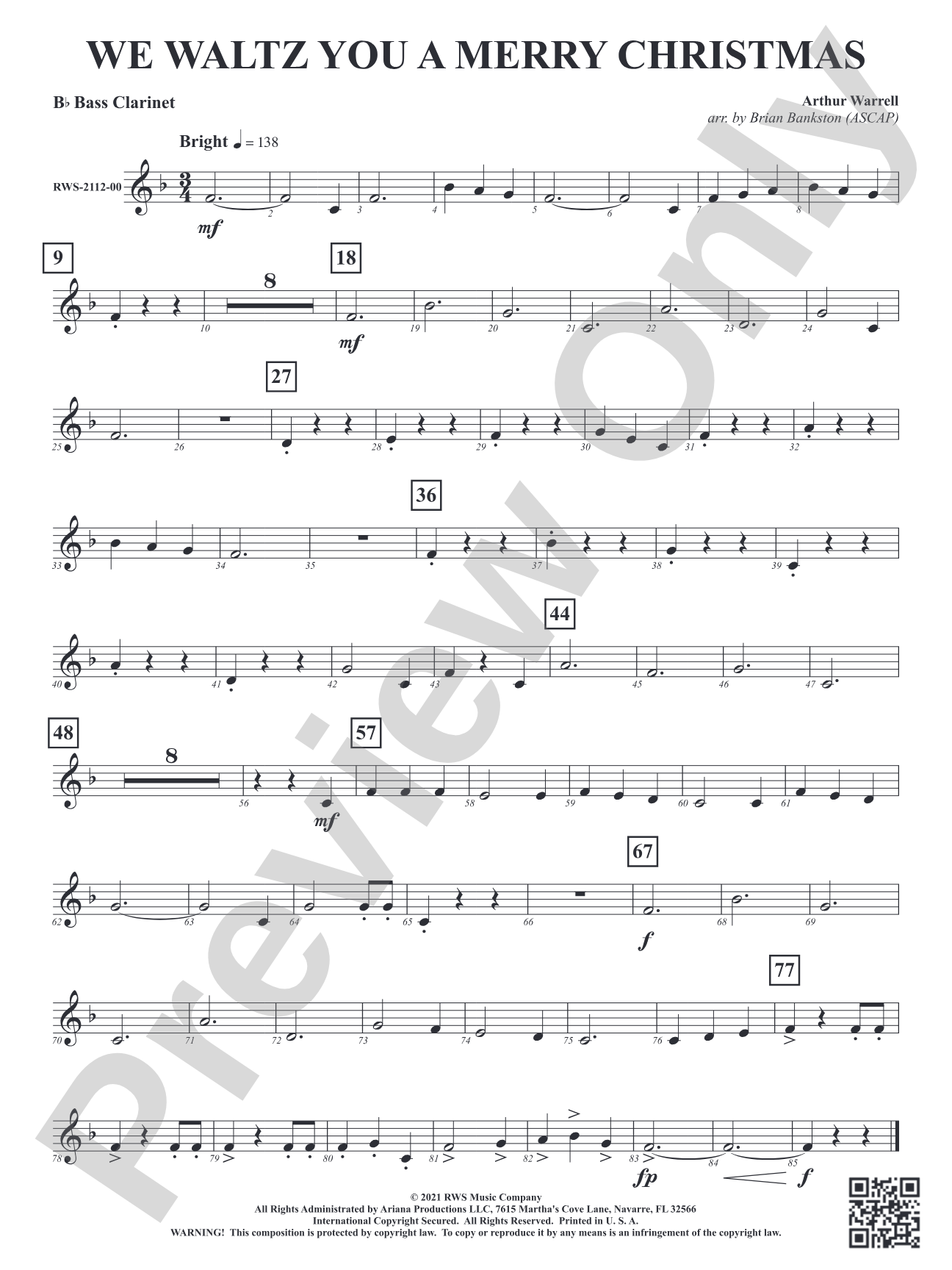 We Waltz You a Merry Christmas: B-flat Bass Clarinet