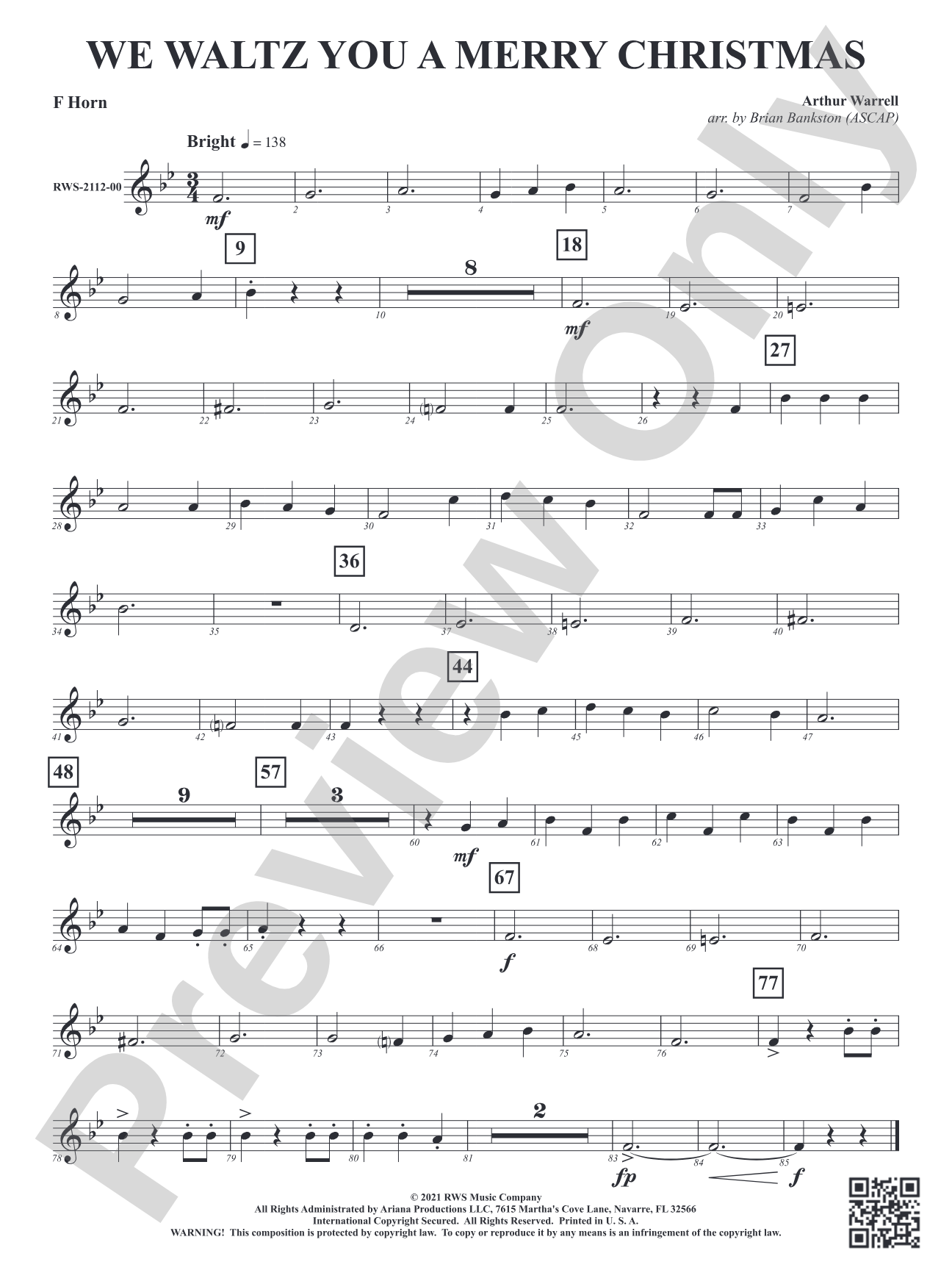 We Waltz You a Merry Christmas: 1st F Horn