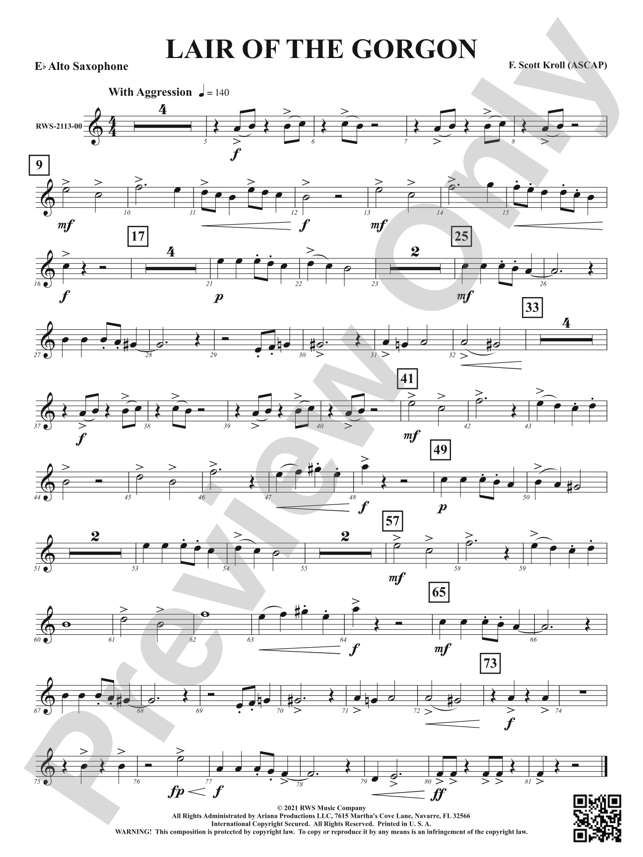 Lair Of The Gorgon: 1st E-flat Alto Saxophone