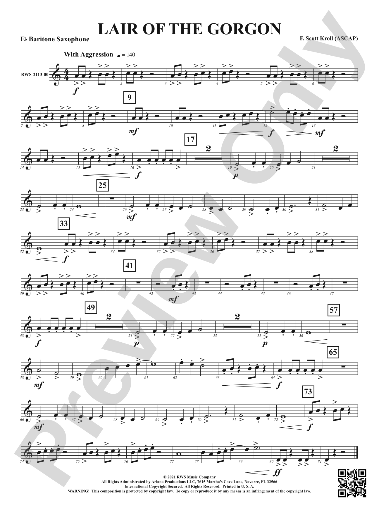 Lair Of The Gorgon: E-flat Baritone Saxophone