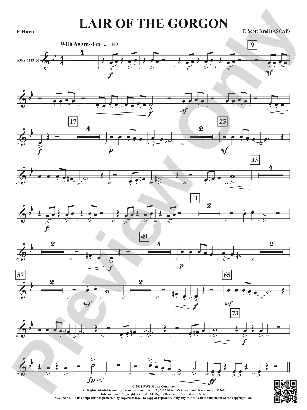 Lair Of The Gorgon: 1st F Horn