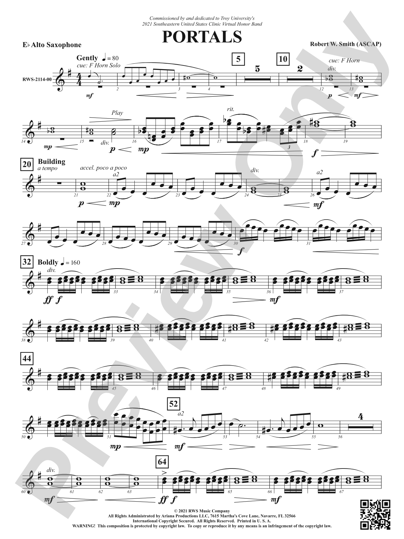 Portals: 1st E-flat Alto Saxophone
