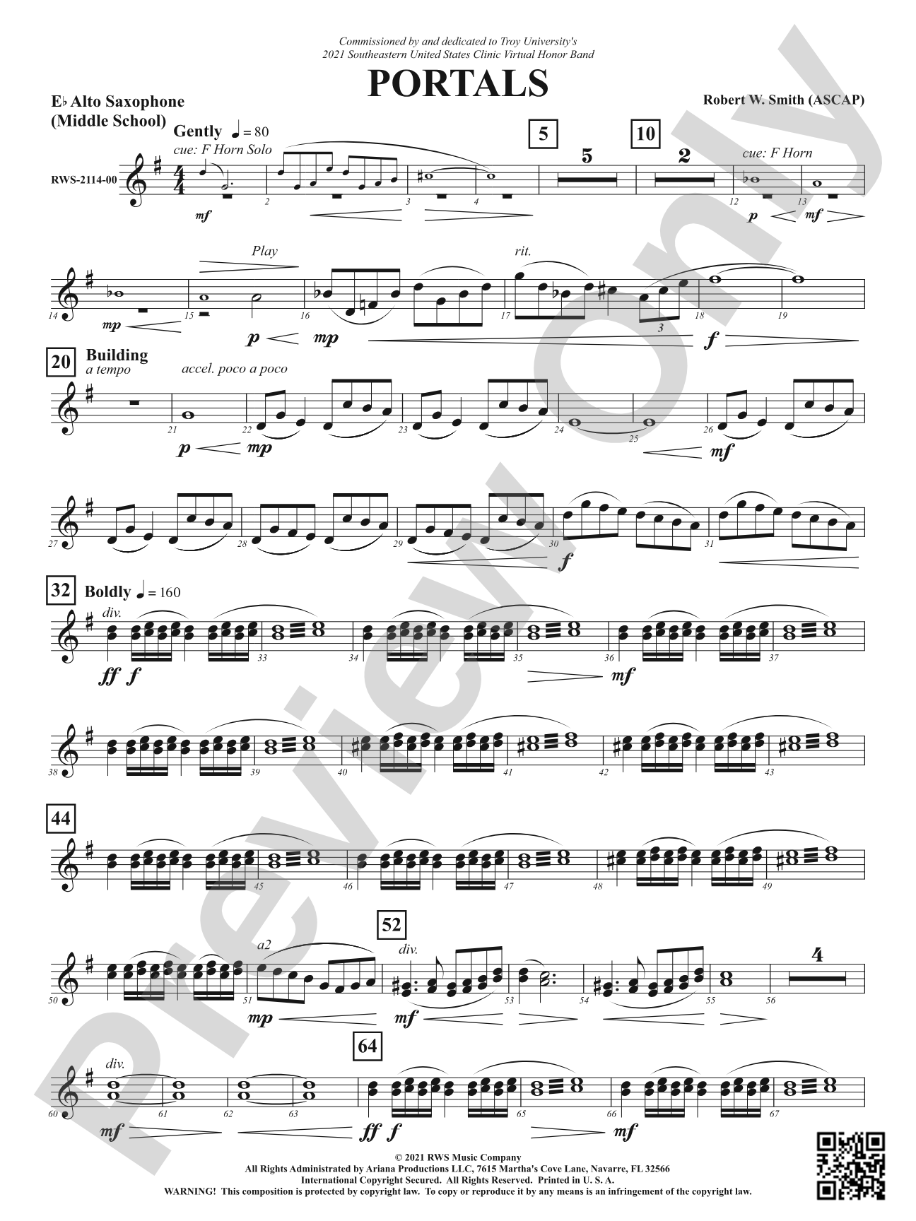 Portals: E-flat Alto Saxophone MIddle School