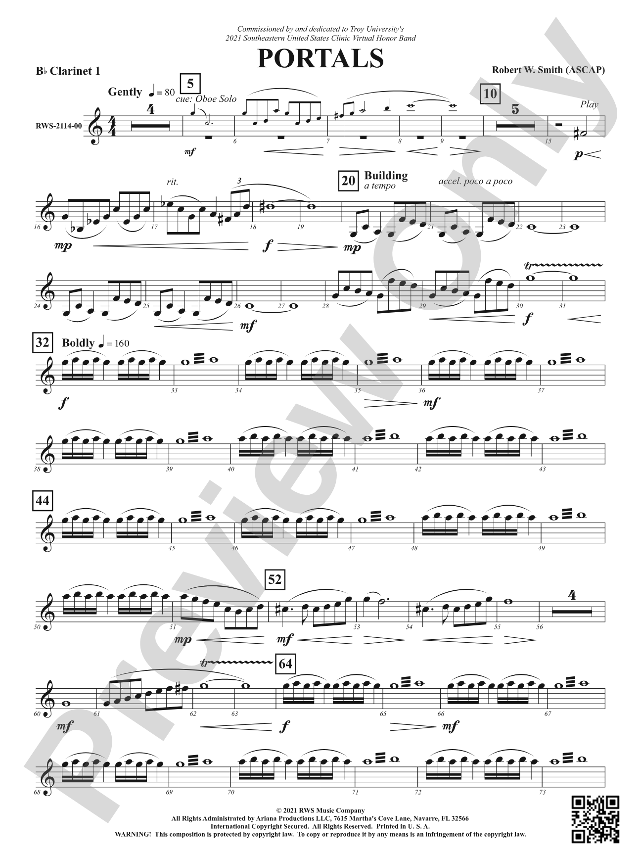 Portals: 1st B-flat Clarinet