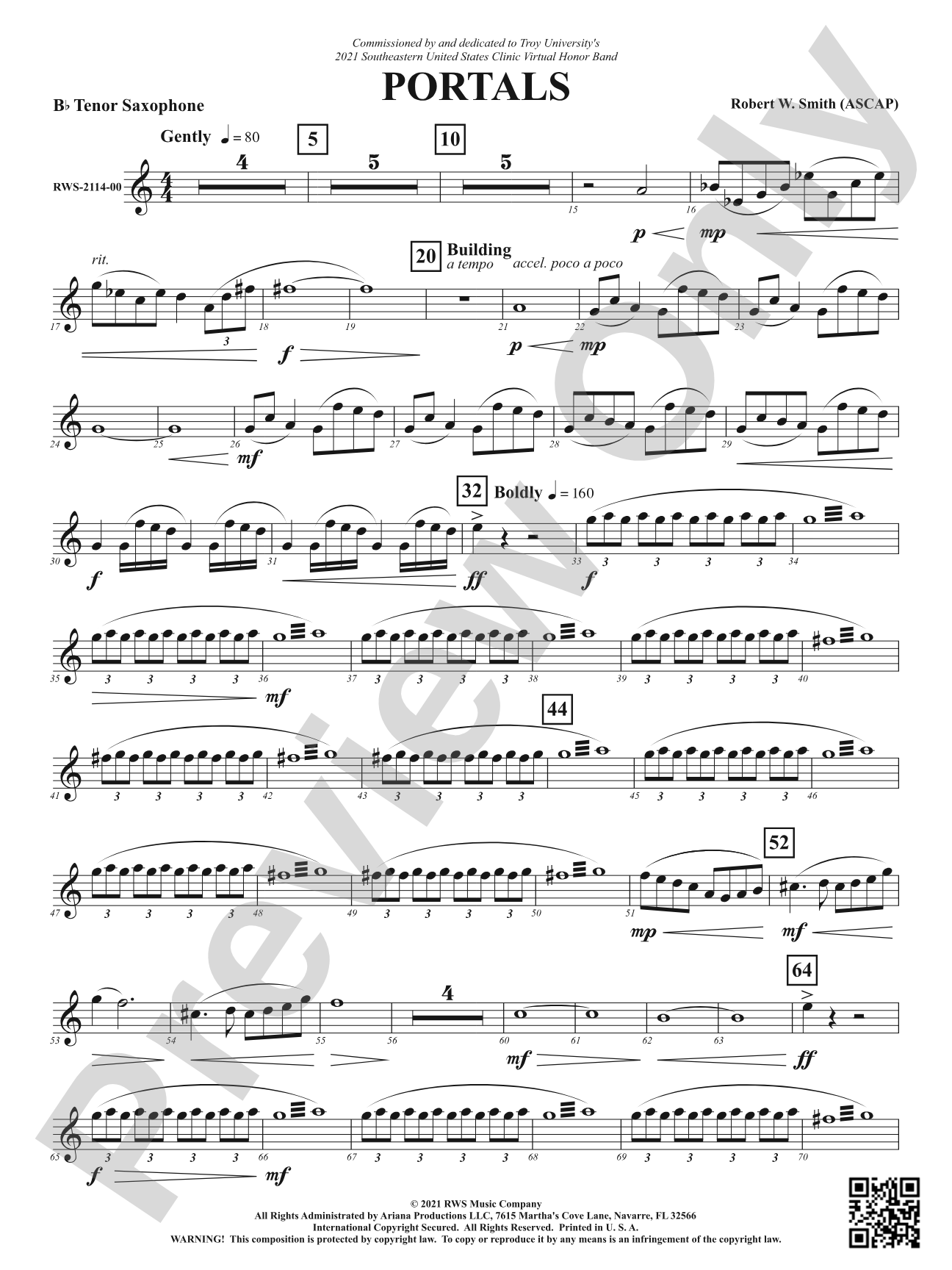 Portals: B-flat Tenor Saxophone