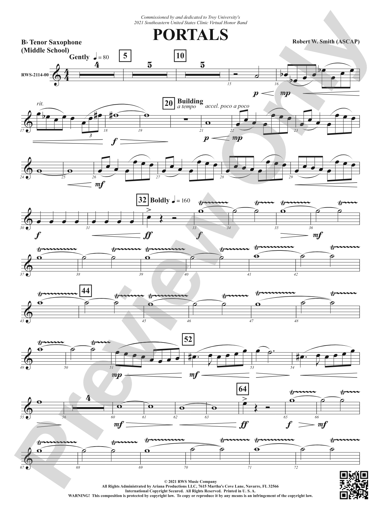 Portals: B-flat Tenor Saxophone Middle School