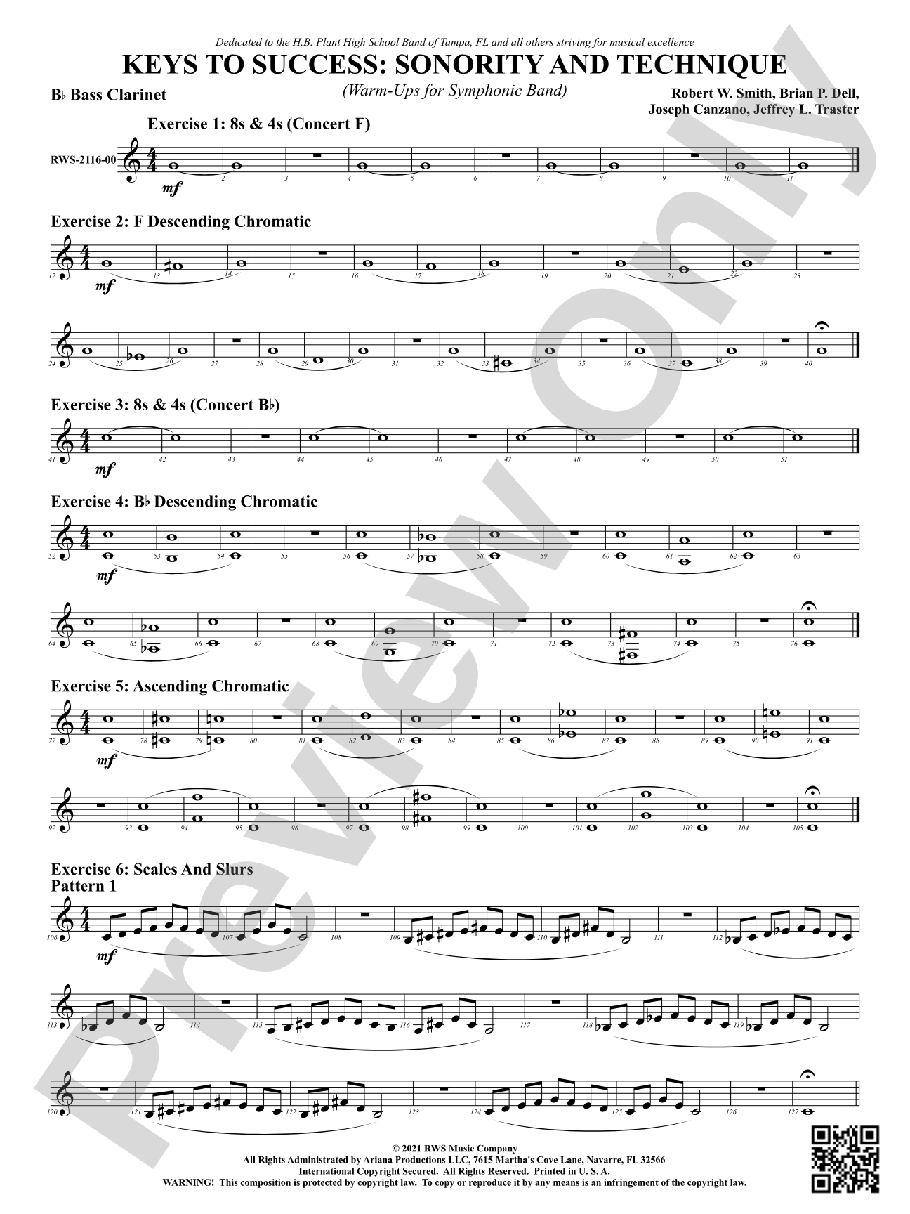 Keys to Success: Sonority and Technique - Warm-Ups for Symphonic Band: Bass Clarinet
