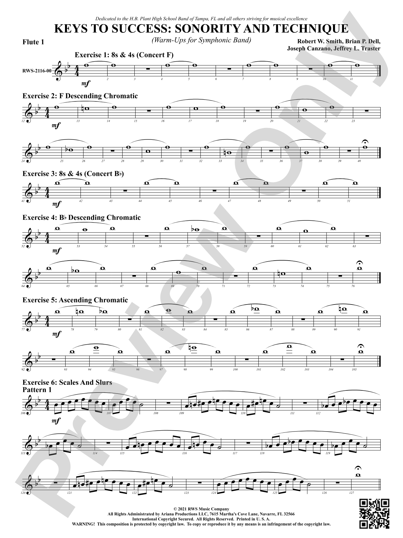 Keys to Success: Sonority and Technique - Warm-Ups for Symphonic Band: 1st Flute