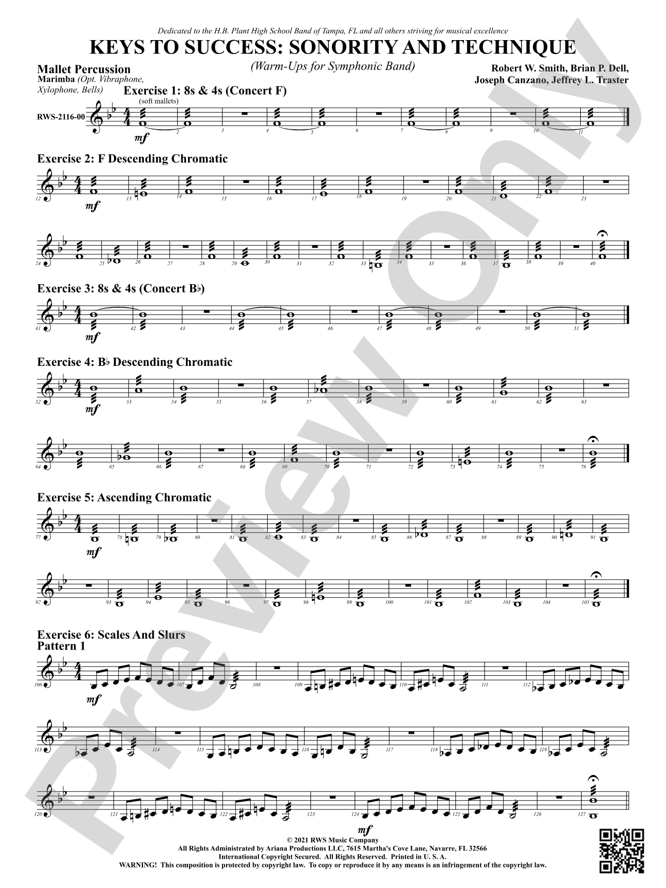 Keys to Success: Sonority and Technique - Warm-Ups for Symphonic Band: 1st Mallet Percussion