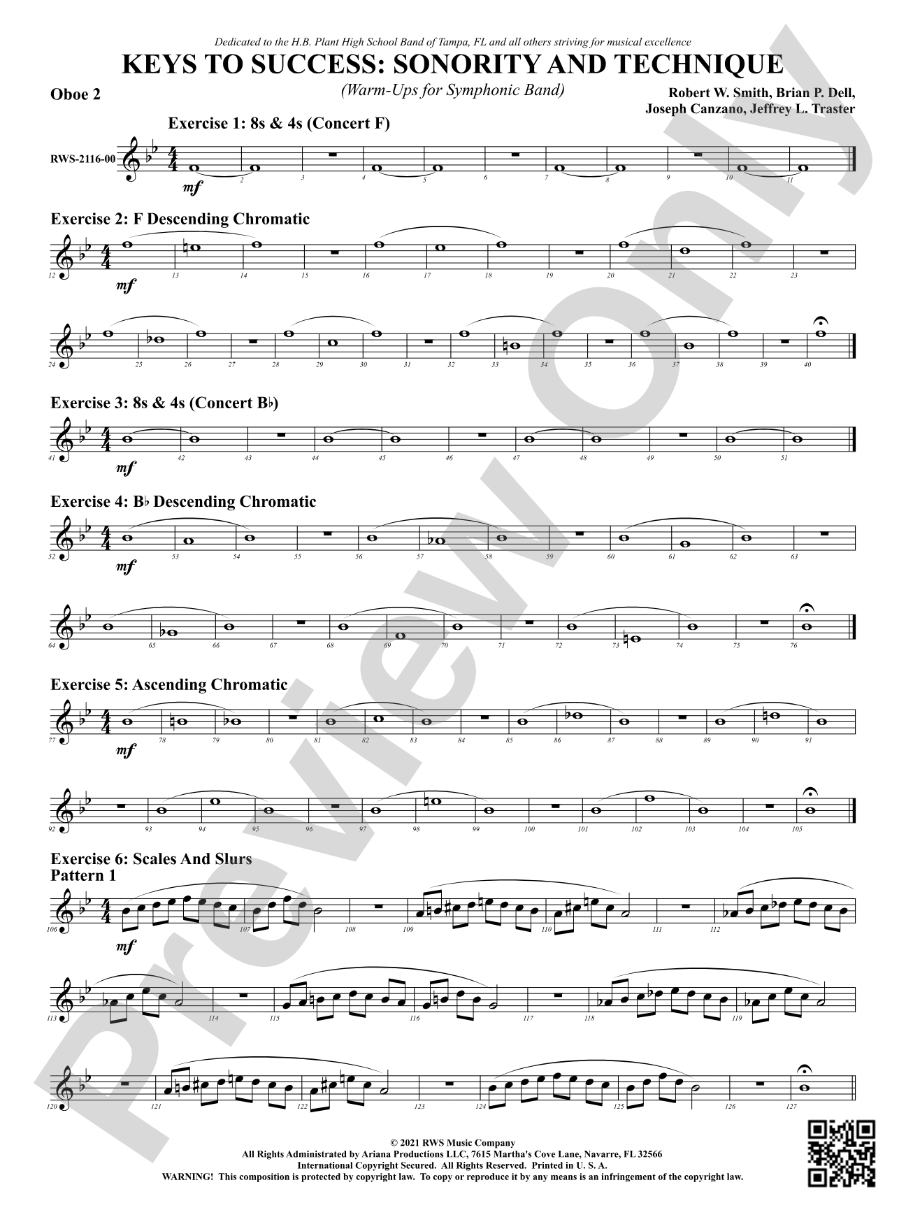 Keys to Success: Sonority and Technique - Warm-Ups for Symphonic Band: 2nd Oboe