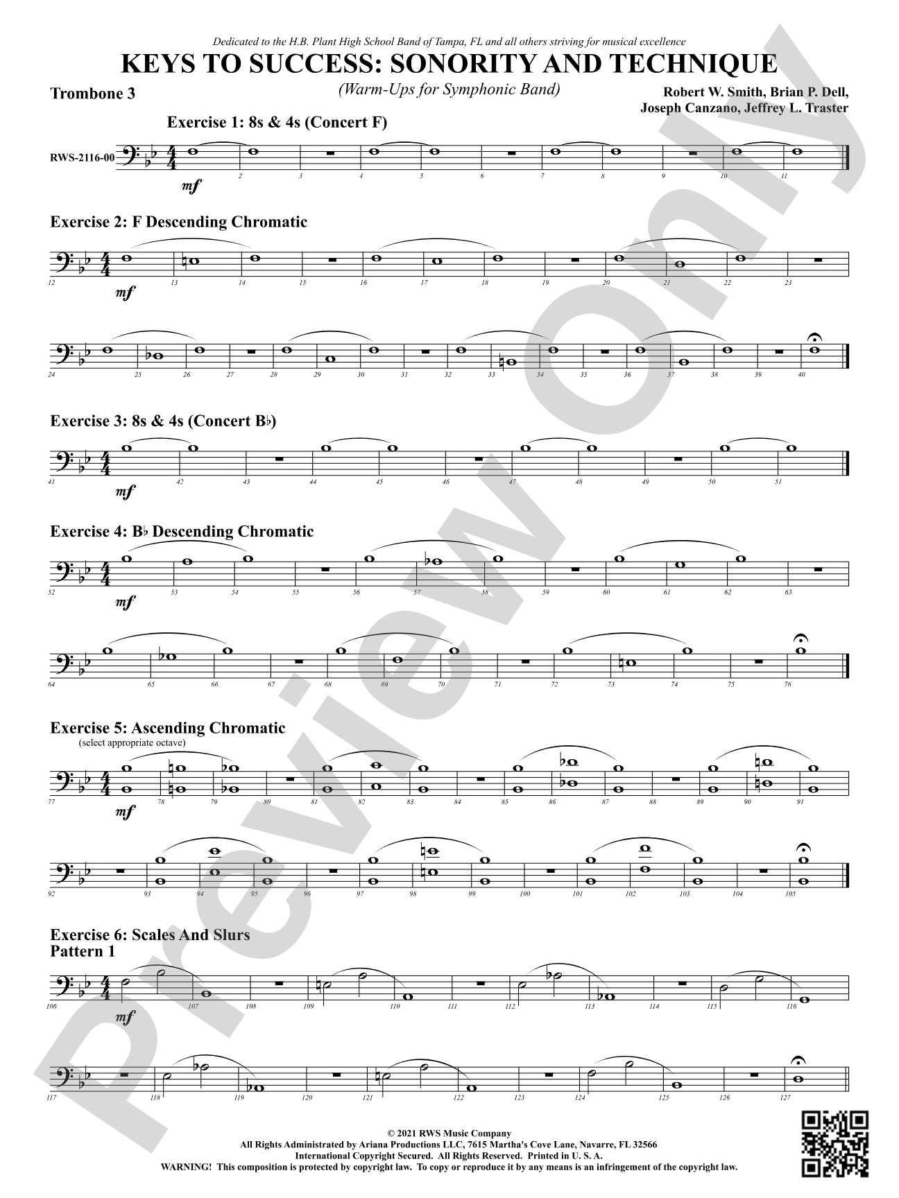 Keys to Success: Sonority and Technique - Warm-Ups for Symphonic Band: 3rd Trombone