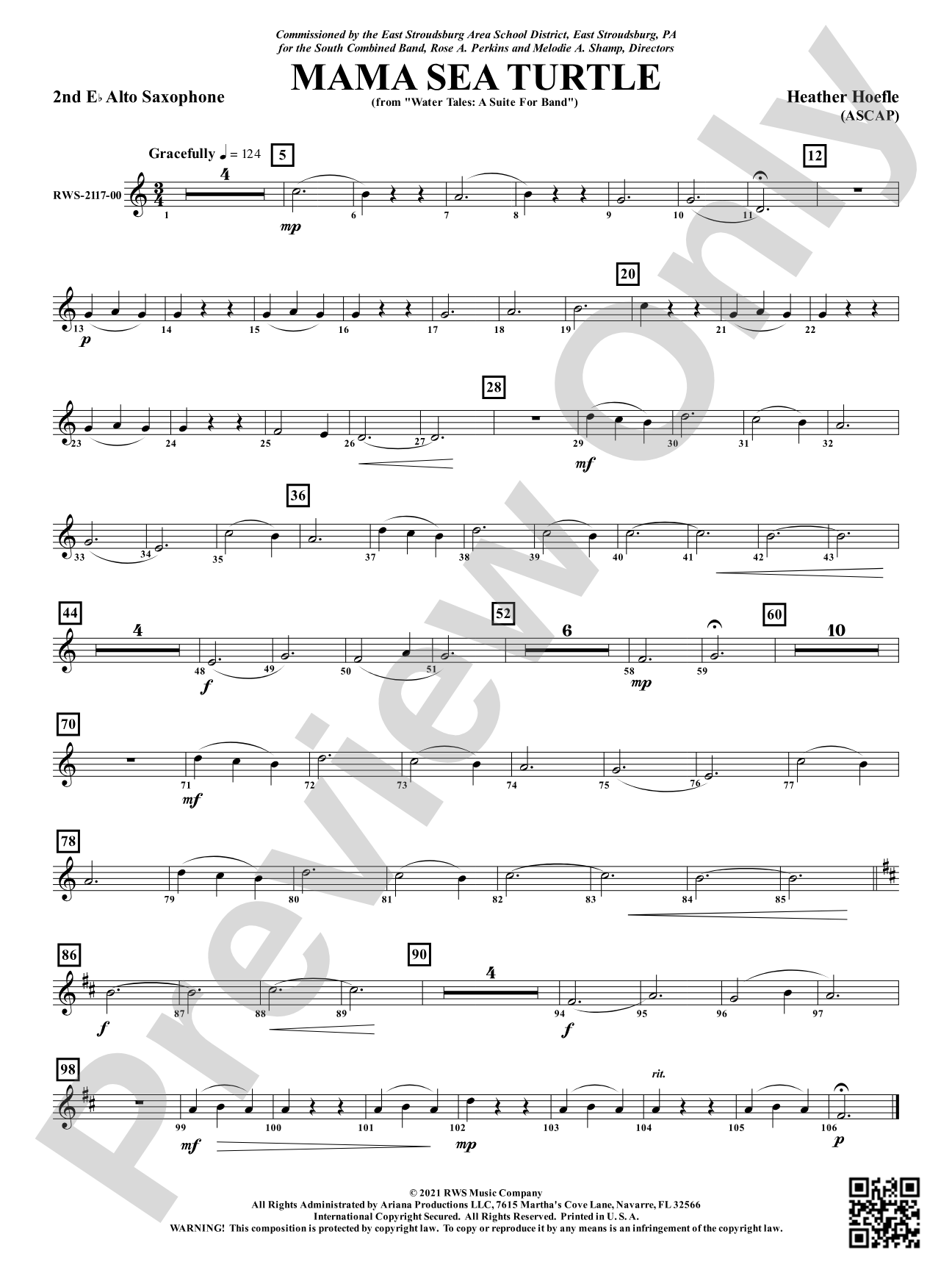 Mama Sea Turtle - From <i>Water Tales: A Suite for Band</i>: 2nd E-flat Alto Saxophone