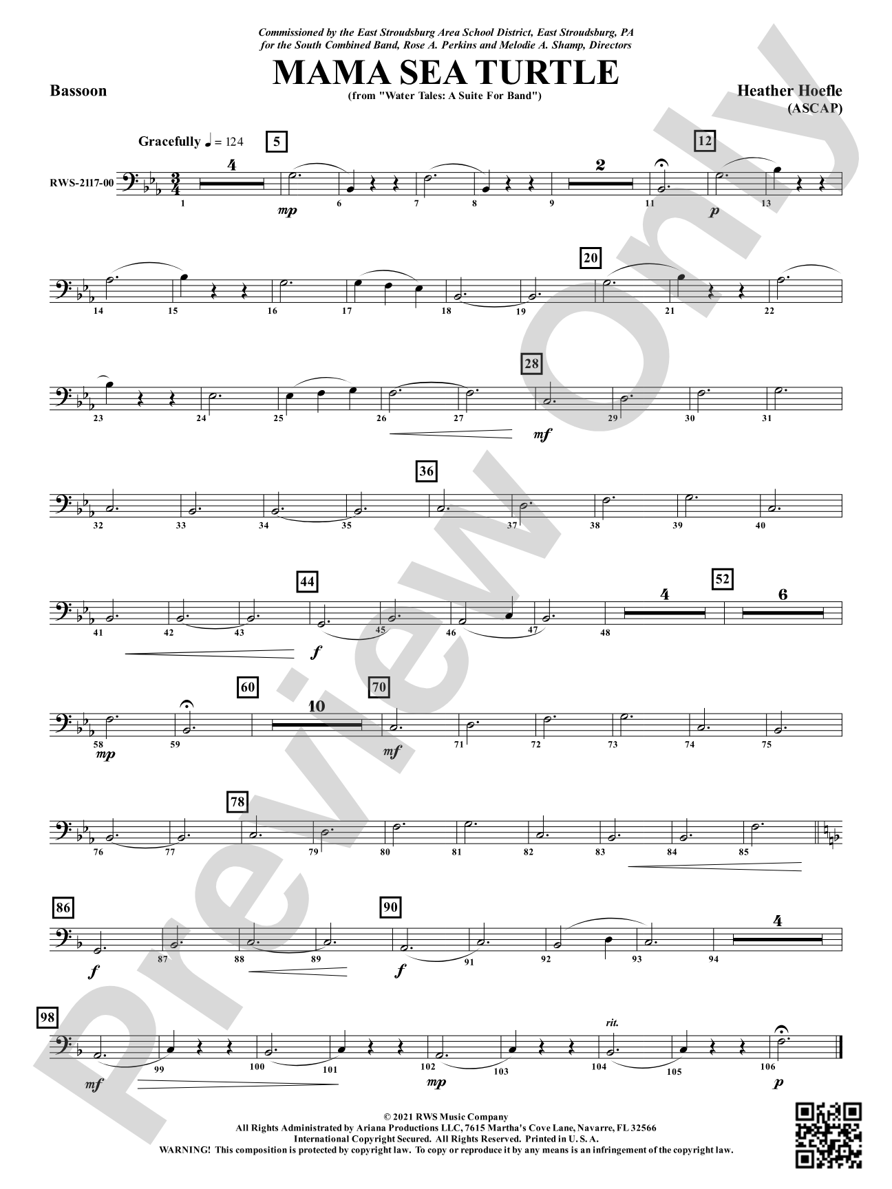 Mama Sea Turtle - From <i>Water Tales: A Suite for Band</i>: Bassoon