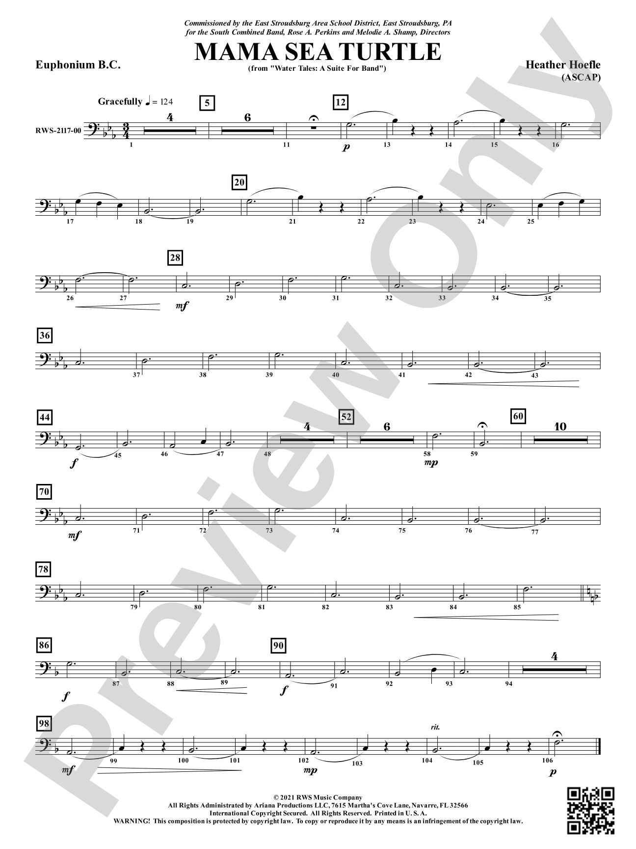 Mama Sea Turtle - From <i>Water Tales: A Suite for Band</i>: Baritone B.C.