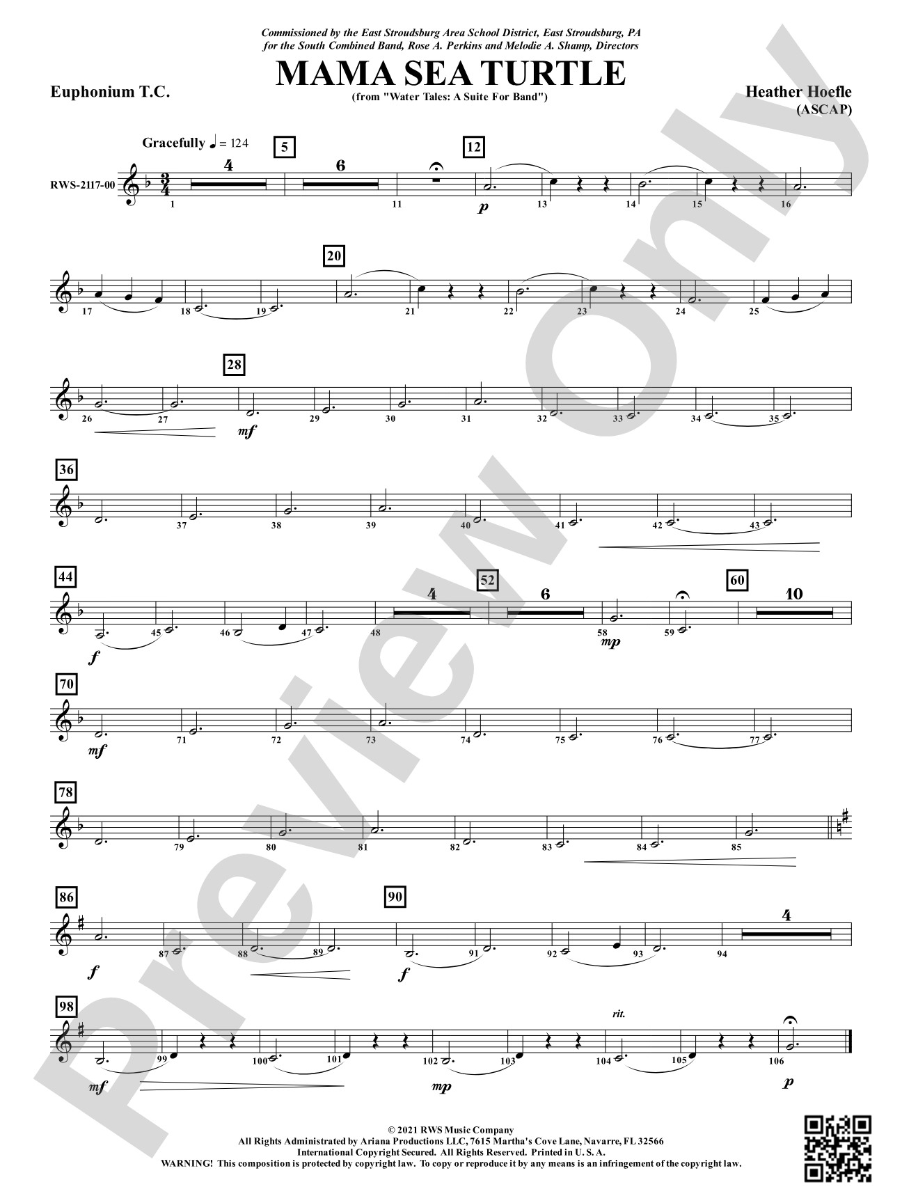 Mama Sea Turtle - From <i>Water Tales: A Suite for Band</i>: Baritone T.C.