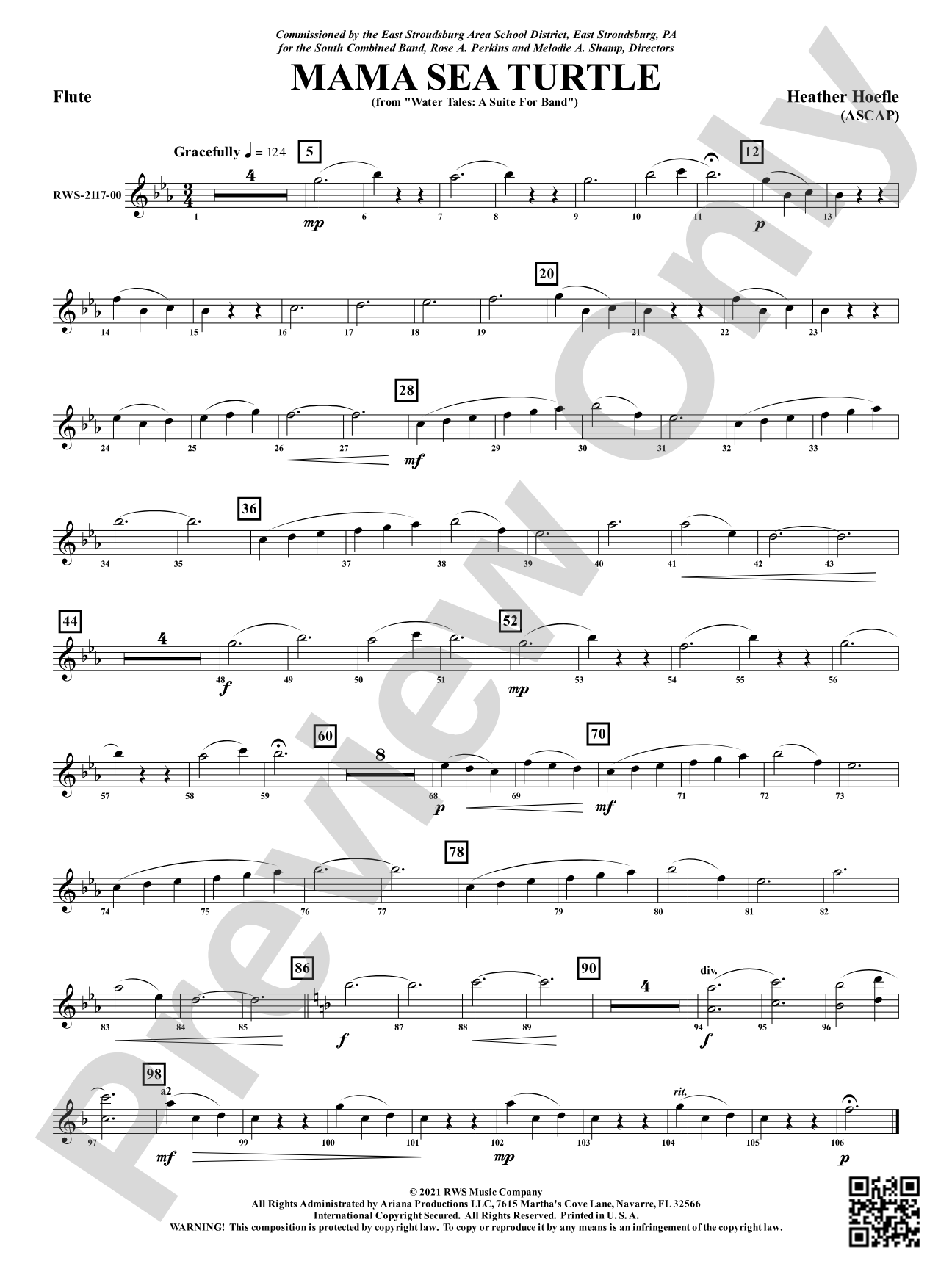 Mama Sea Turtle - From <i>Water Tales: A Suite for Band</i>: 1st Flute