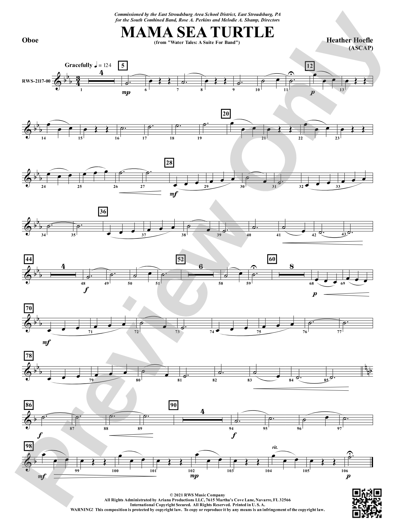 Mama Sea Turtle - From <i>Water Tales: A Suite for Band</i>: Oboe