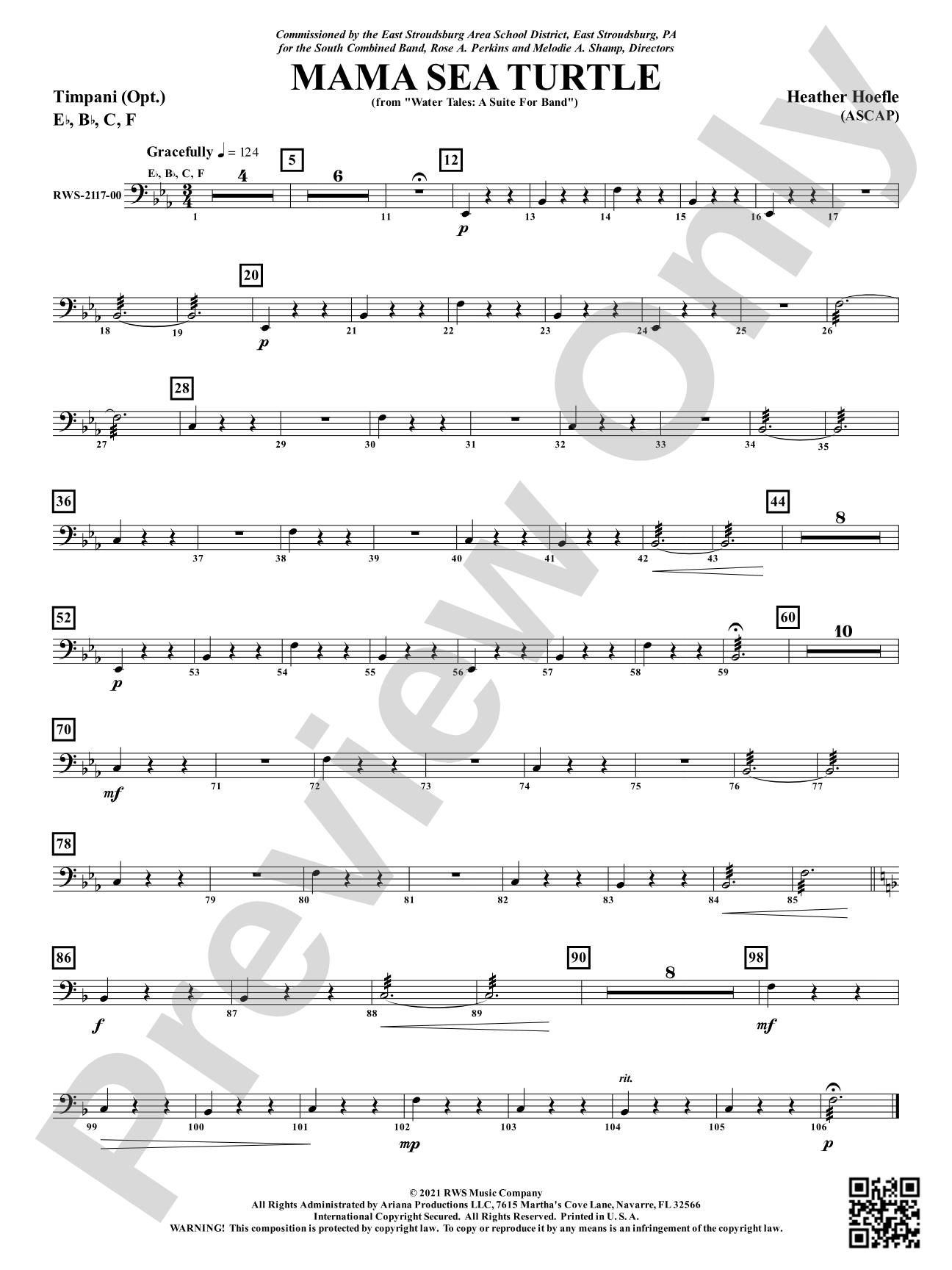 Mama Sea Turtle - From <i>Water Tales: A Suite for Band</i>: Optional Timpani