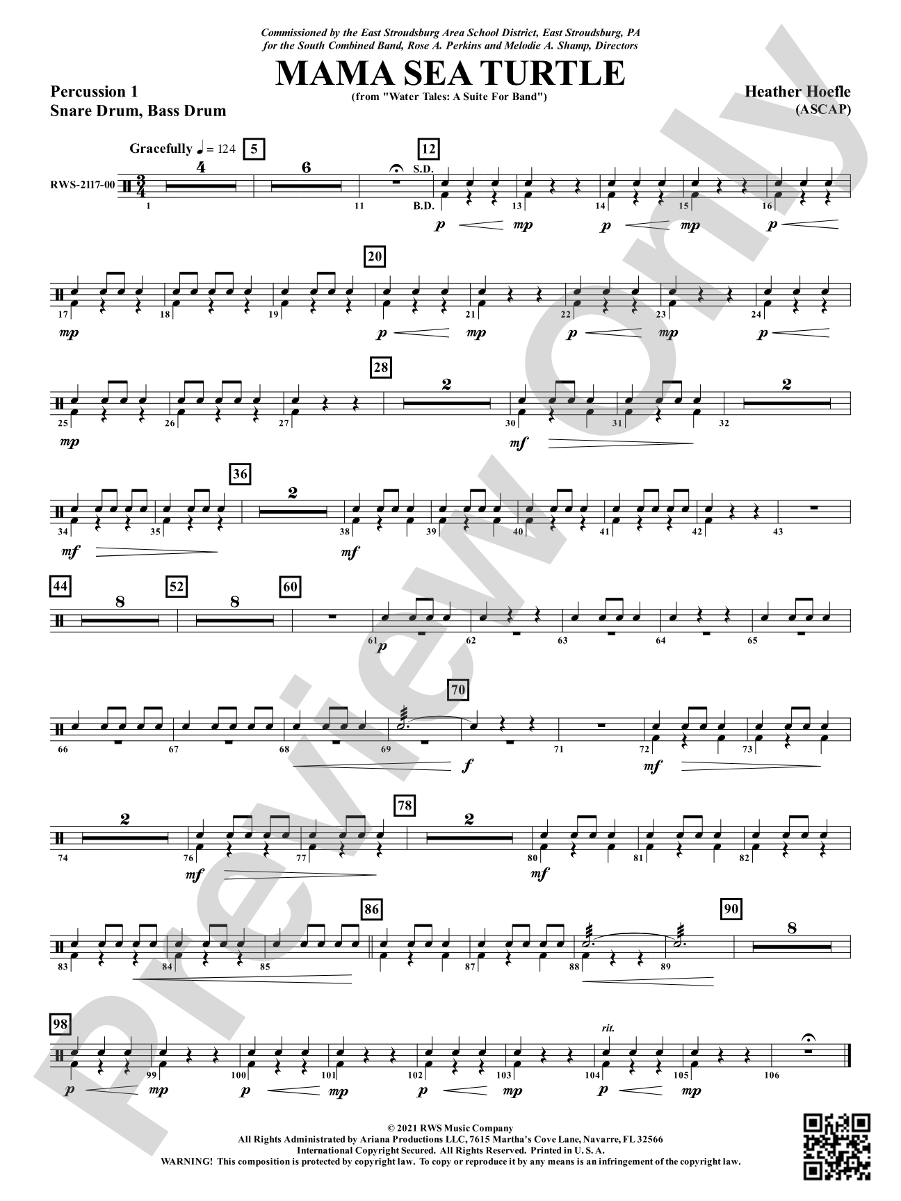 Mama Sea Turtle - From <i>Water Tales: A Suite for Band</i>: 1st Percussion