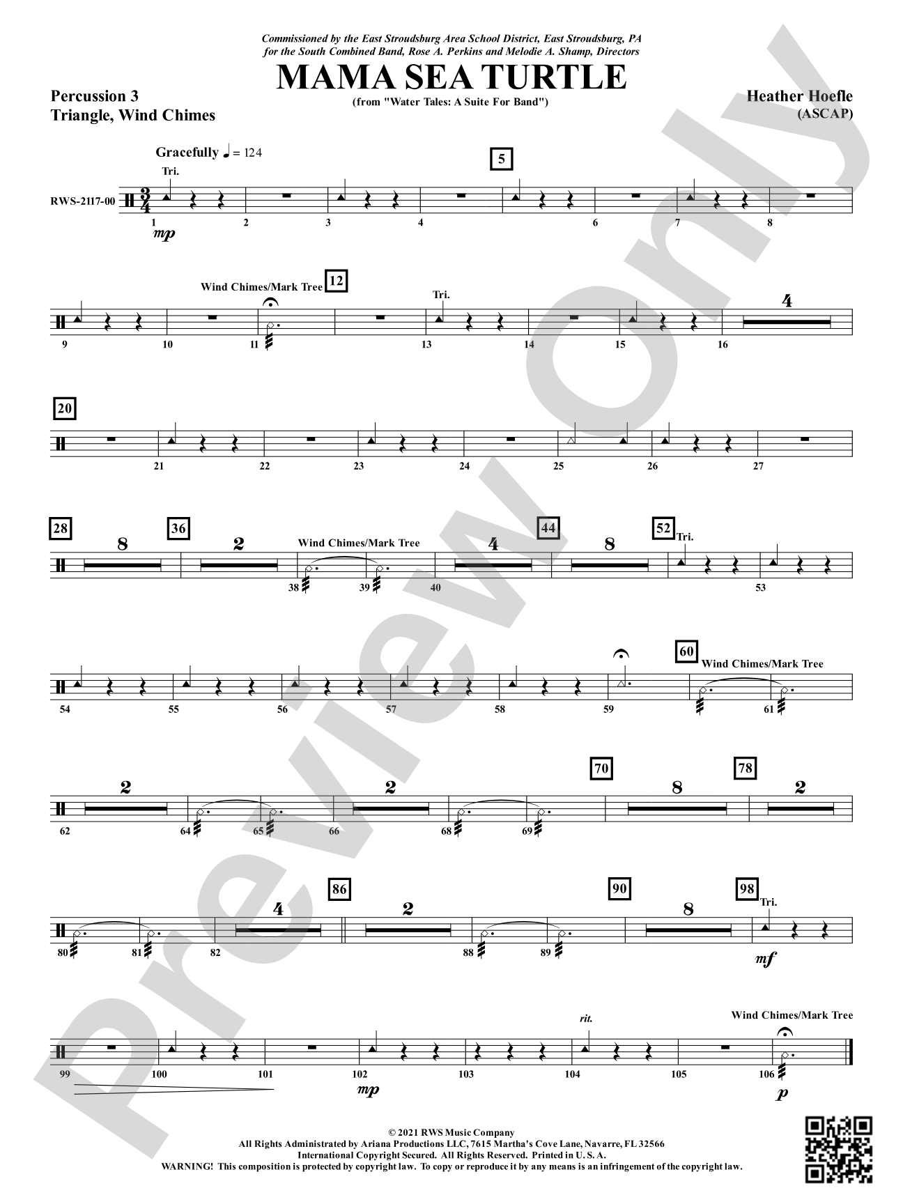 Mama Sea Turtle - From <i>Water Tales: A Suite for Band</i>: 3rd Percussion