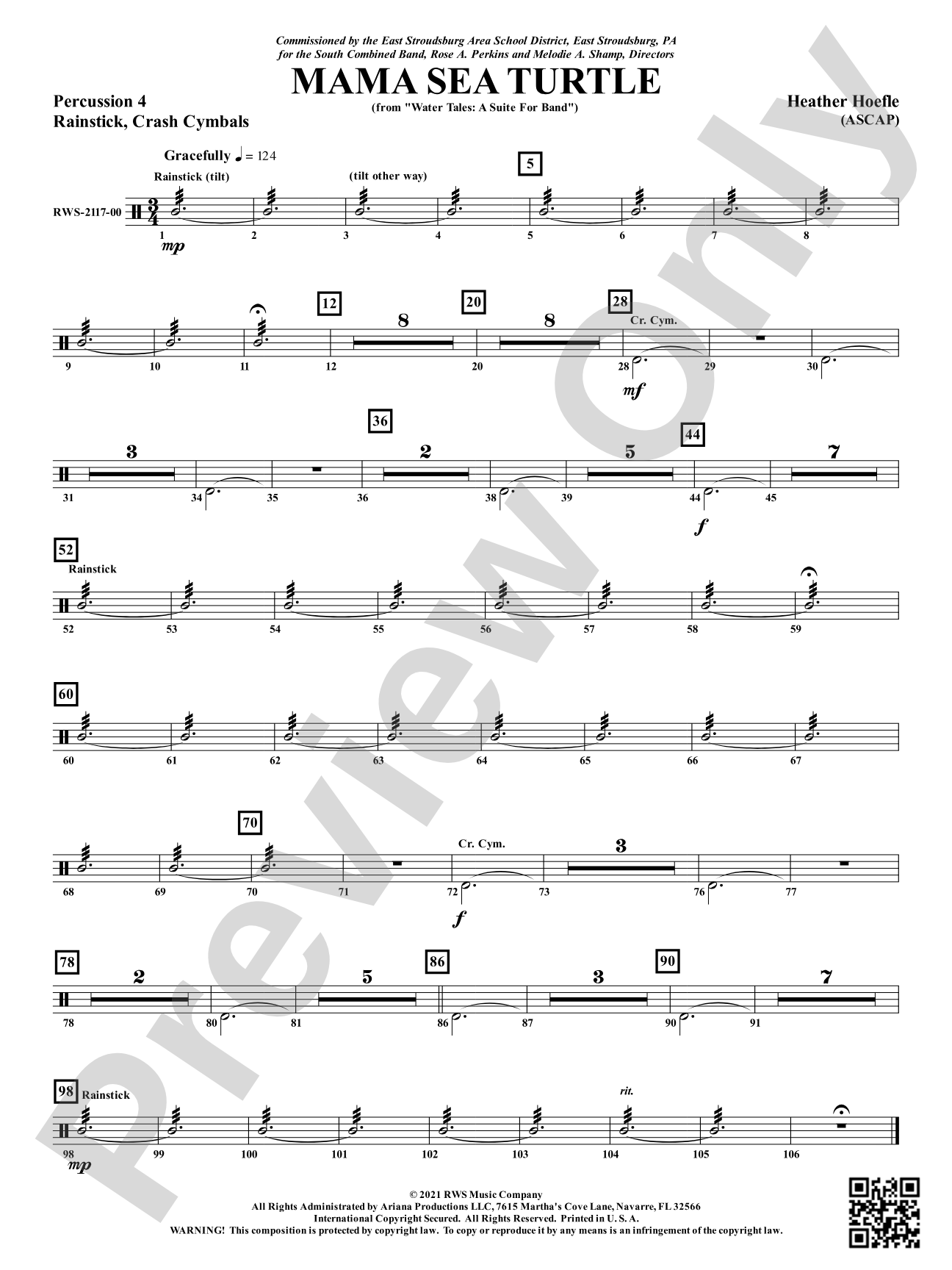 Mama Sea Turtle - From <i>Water Tales: A Suite for Band</i>: 4th Percussion
